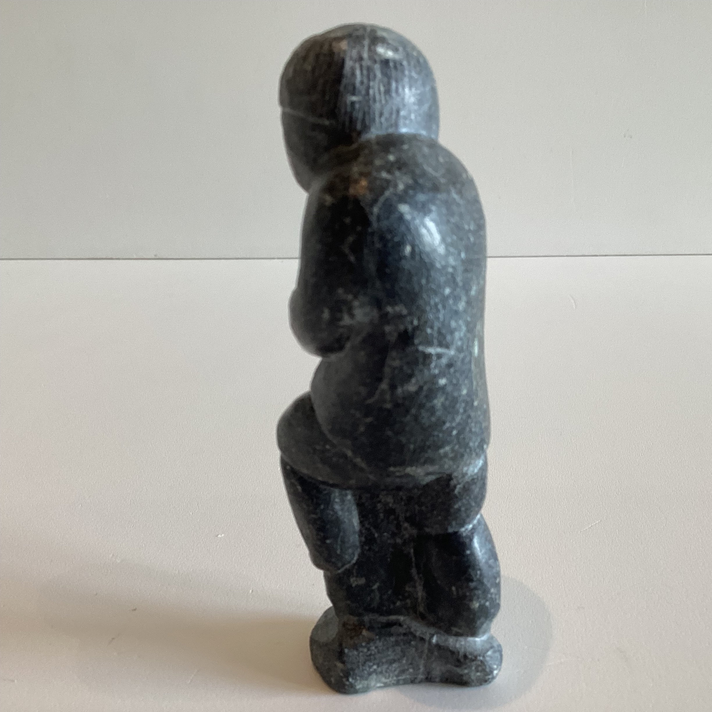 Antique Inuit Sculpture | Early 1900s Soapstone Carved Figurine, Signed & Numbered — photo 5 of 8
