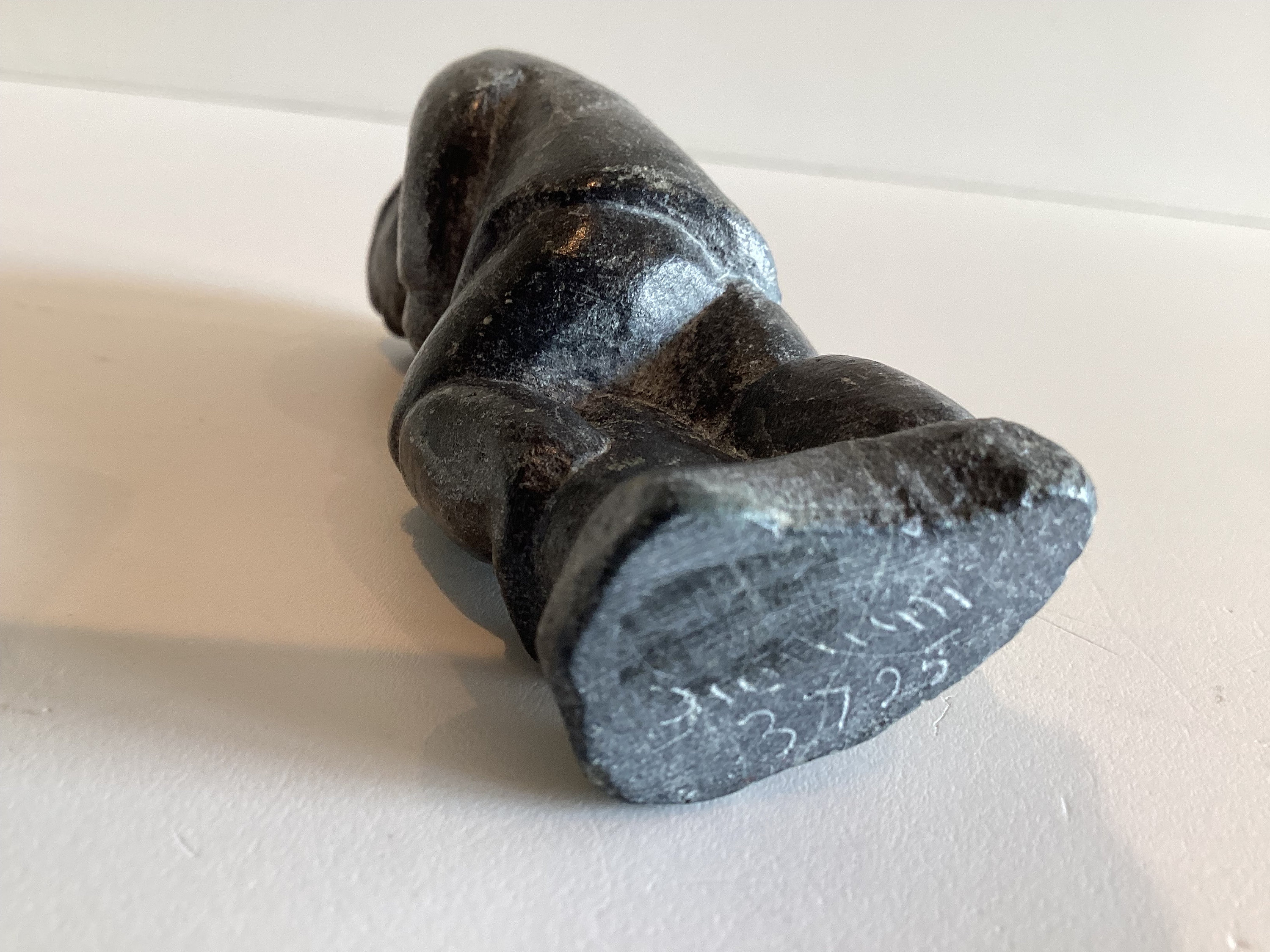 Antique Inuit Sculpture | Early 1900s Soapstone Carved Figurine, Signed & Numbered — photo 8 of 8