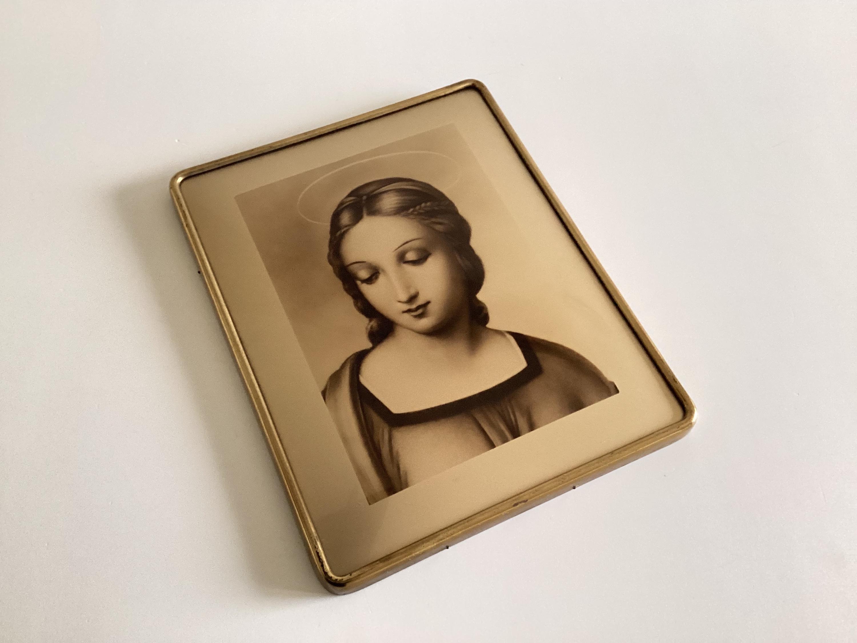Vintage French Madonna – Raffaello Santi Silkscreen (1950s, Gold Finish) — photo 2 of 8