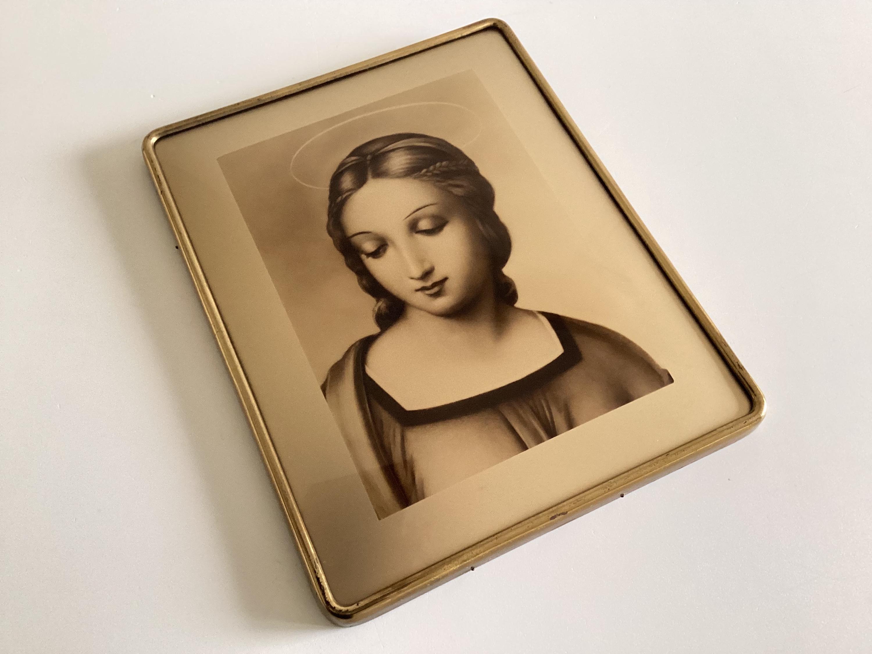 Vintage French Madonna – Raffaello Santi Silkscreen (1950s, Gold Finish) — photo 3 of 8