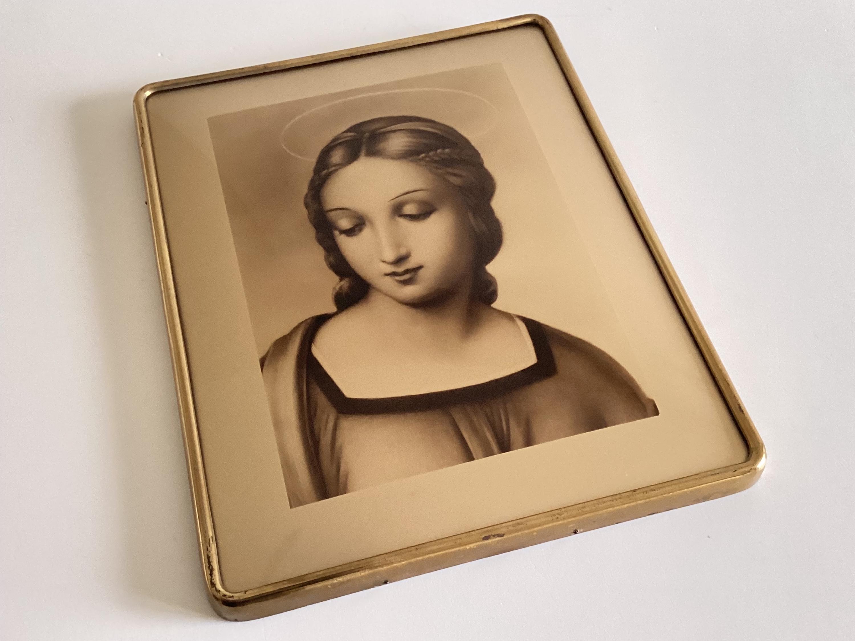 Vintage French Madonna – Raffaello Santi Silkscreen (1950s, Gold Finish) — photo 4 of 8