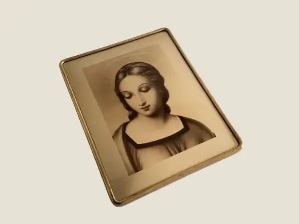 Vintage French Madonna – Raffaello Santi Silkscreen (1950s, Gold Finish)