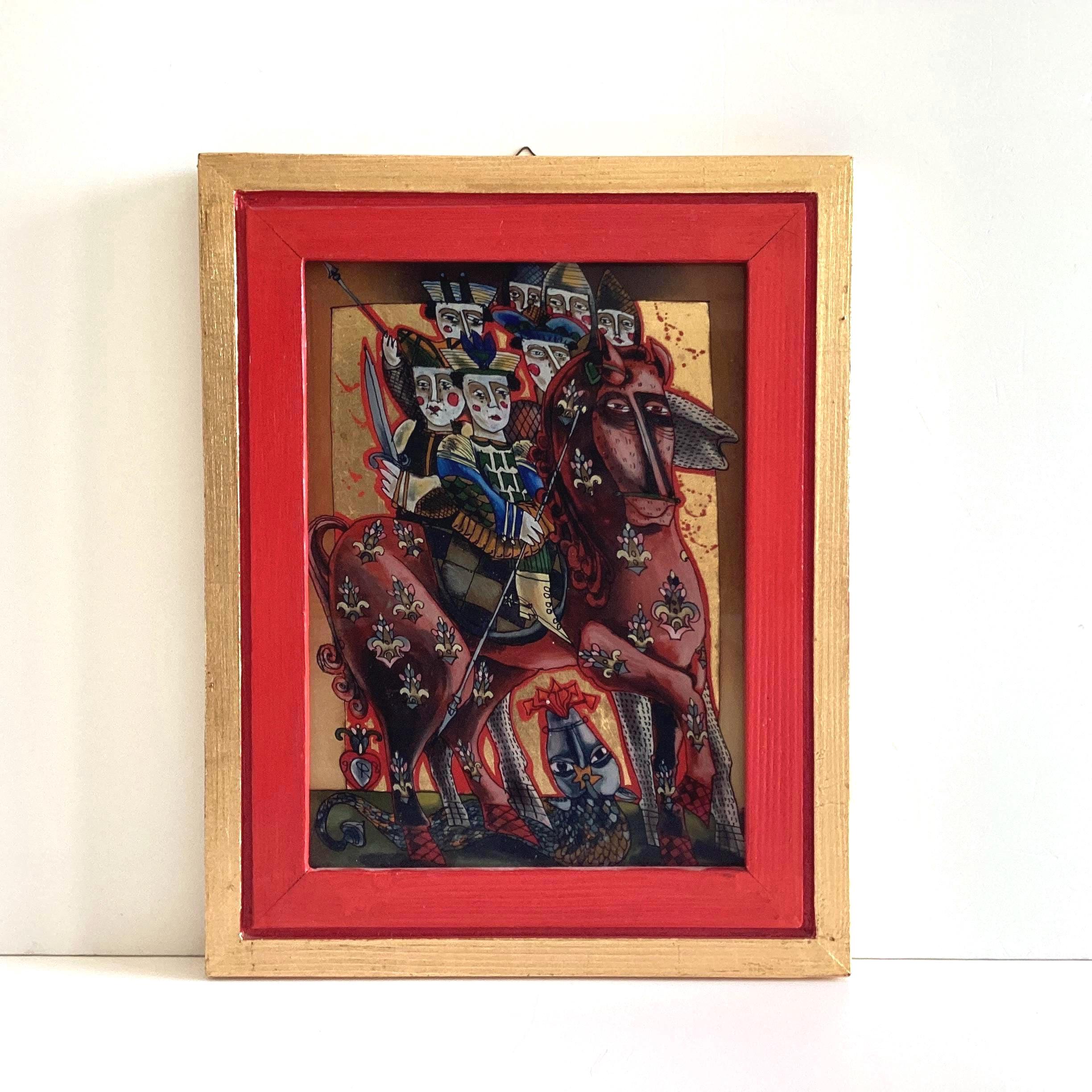 Vintage Artwork | Pantea Rareș Reverse Glass 1998 Signed Romanian Original Frame — photo 2 of 10
