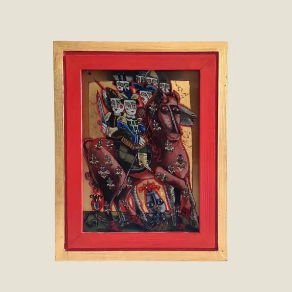 Vintage Artwork | Pantea Rareș Reverse Glass 1998 Signed Romanian Original Frame