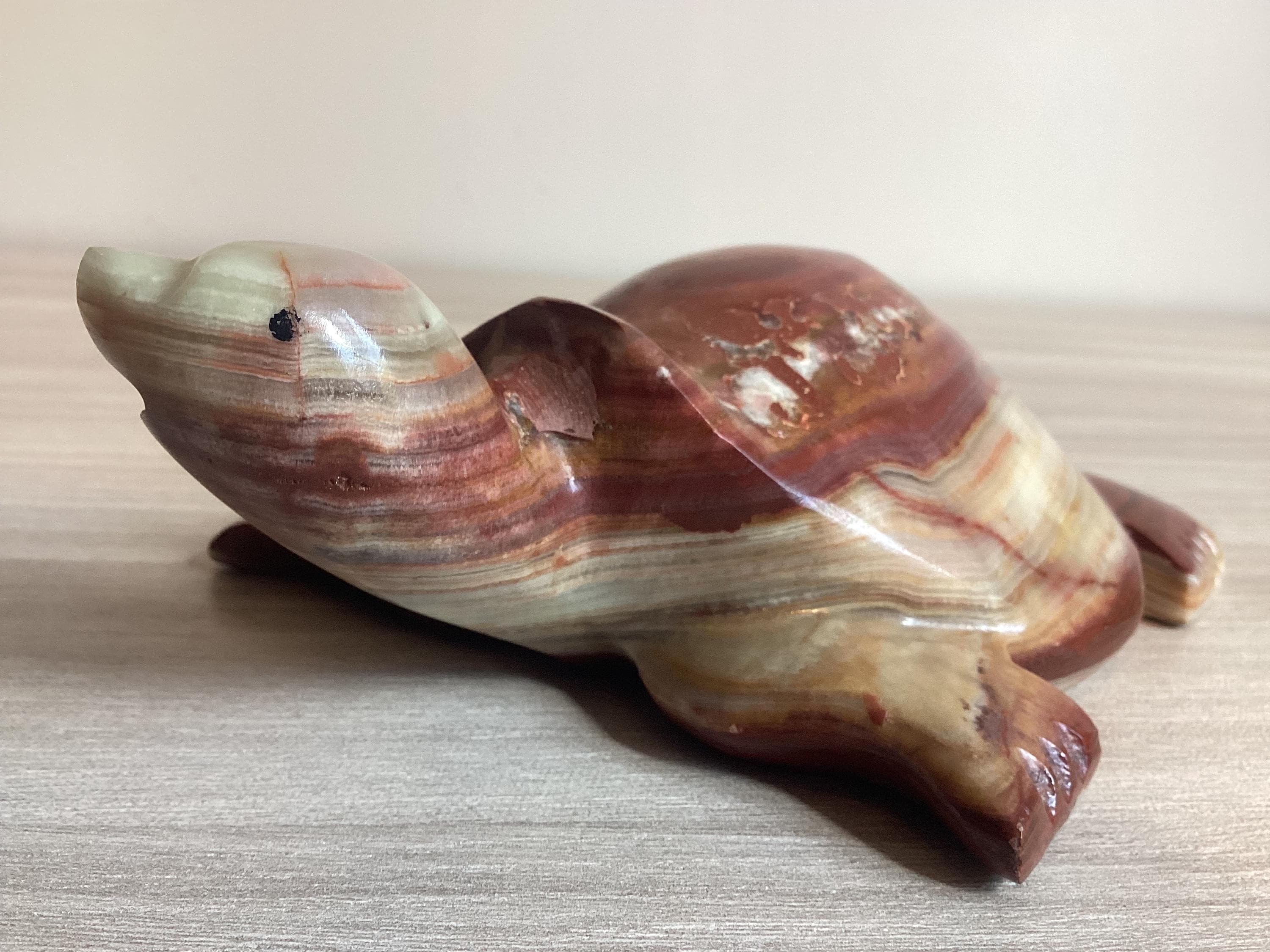 Vintage Onyx Sculpture | 1950s Italian Turtle Figurine, Hand Carved Alabaster Animal Art — photo 7 of 9