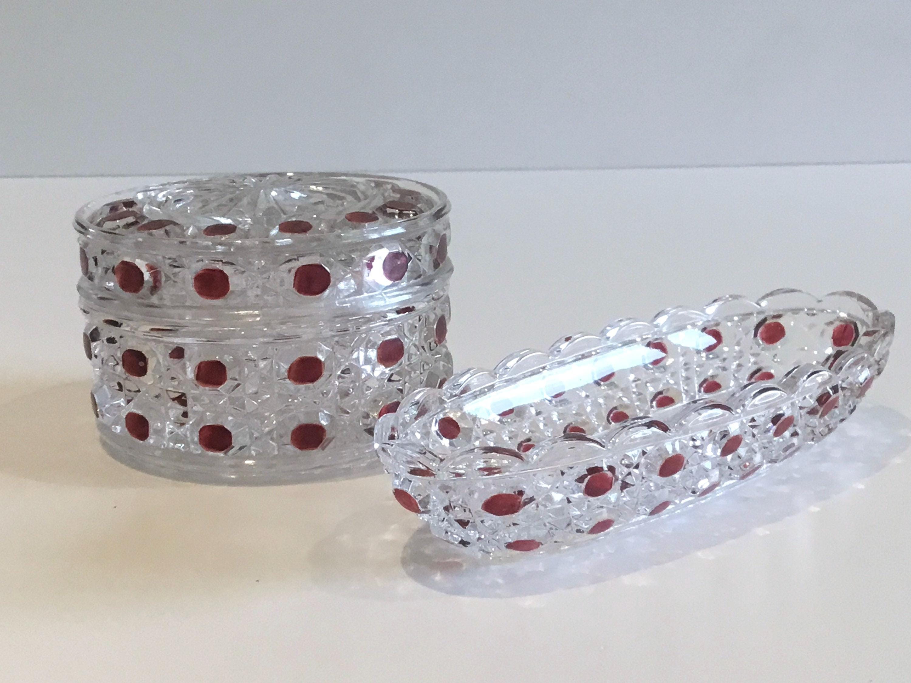 Antique Crystal Set | Baccarat France 1880s Box with Saucer, Signed Embossed — photo 3 of 7