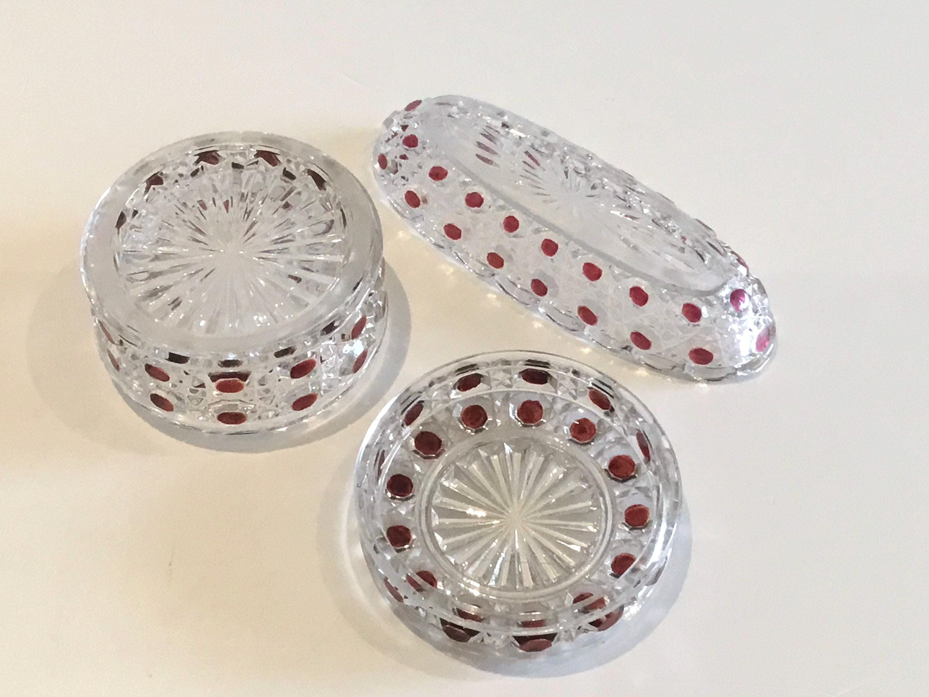 Antique Crystal Set | Baccarat France 1880s Box with Saucer, Signed Embossed — photo 5 of 7
