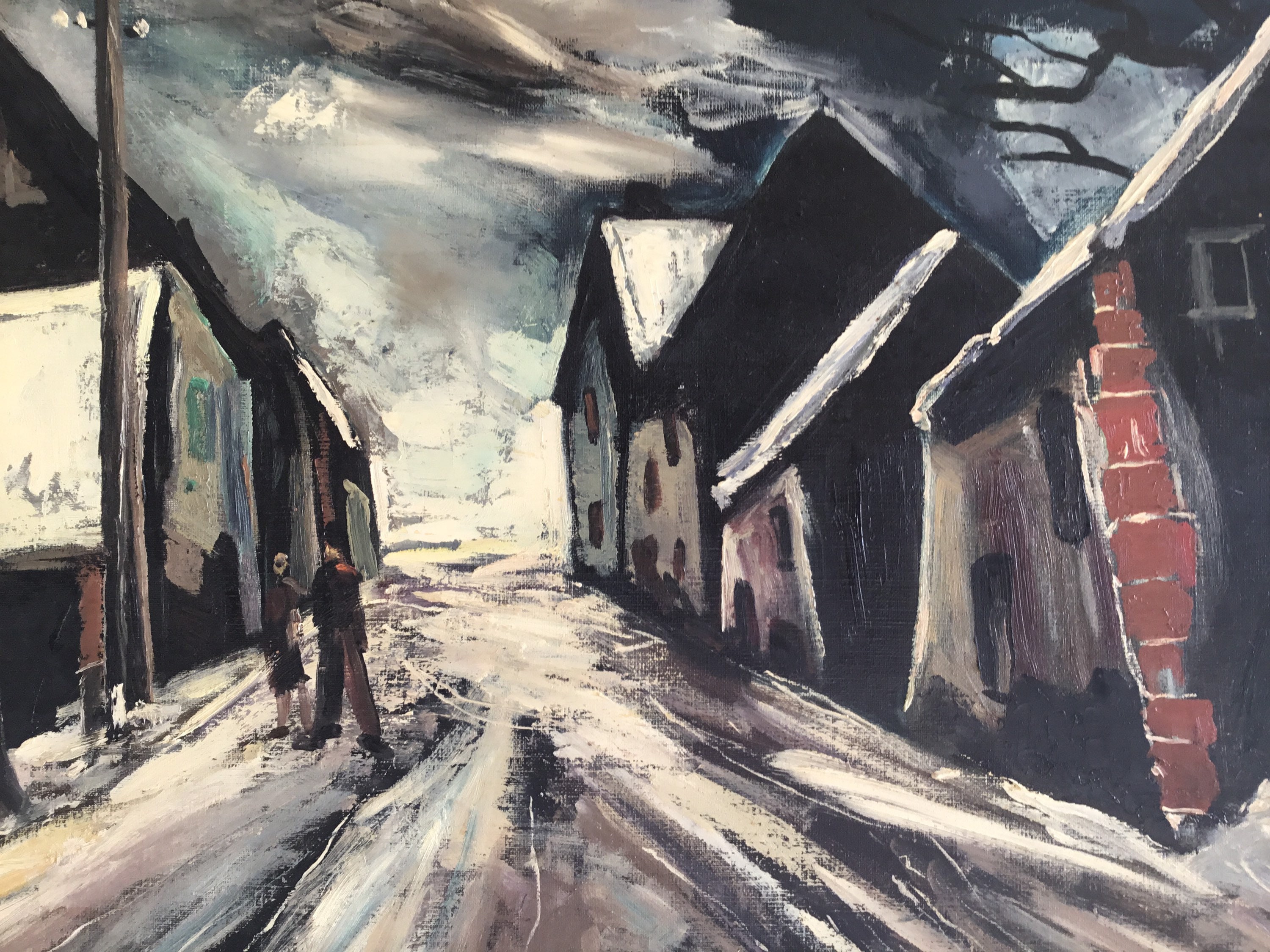 Vintage Painting | 1950s Winter Landscape After Vlaminck, French Large Oil on Canvas — photo 6 of 8