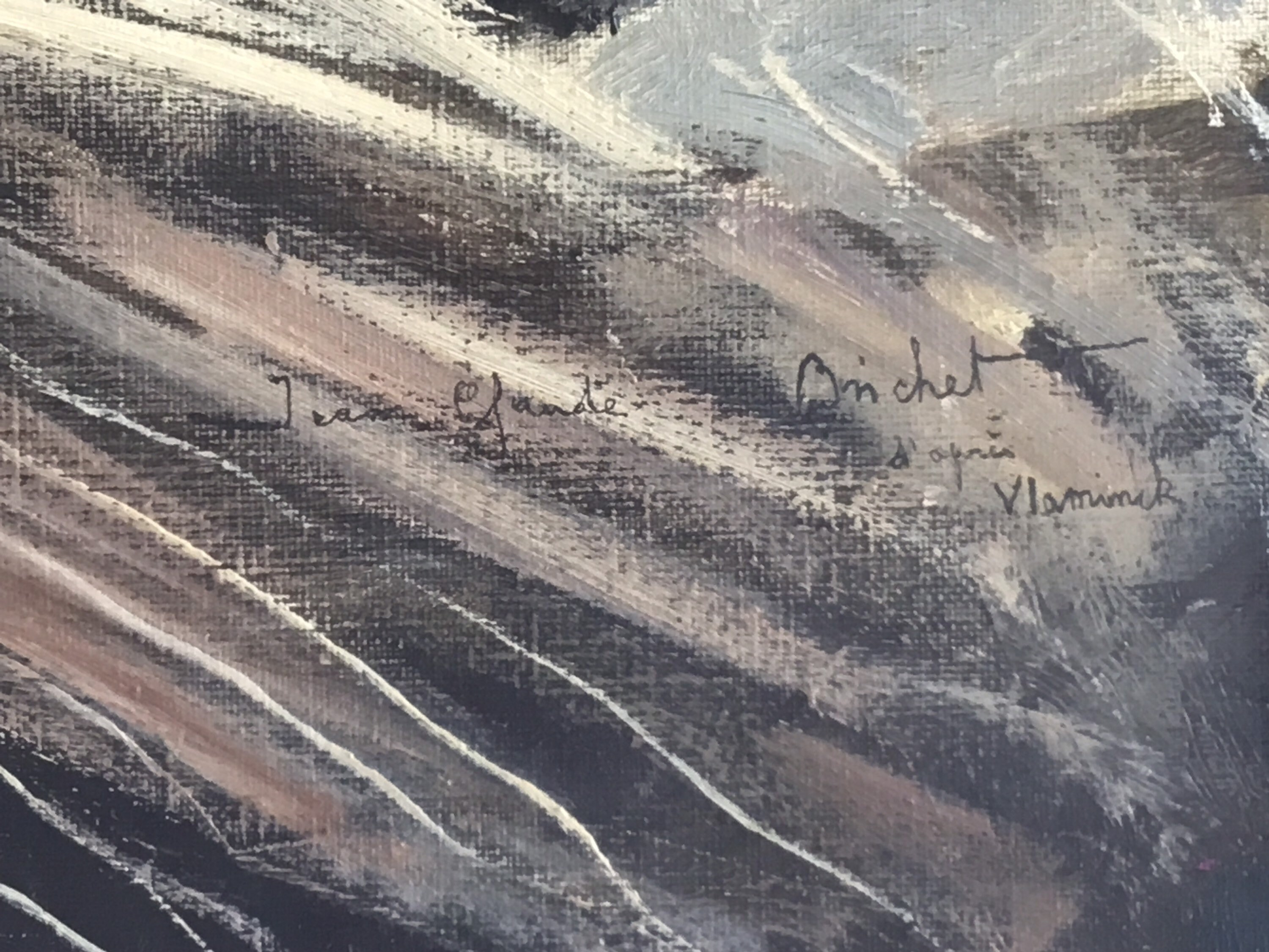 Vintage Painting | 1950s Winter Landscape After Vlaminck, French Large Oil on Canvas — photo 7 of 8