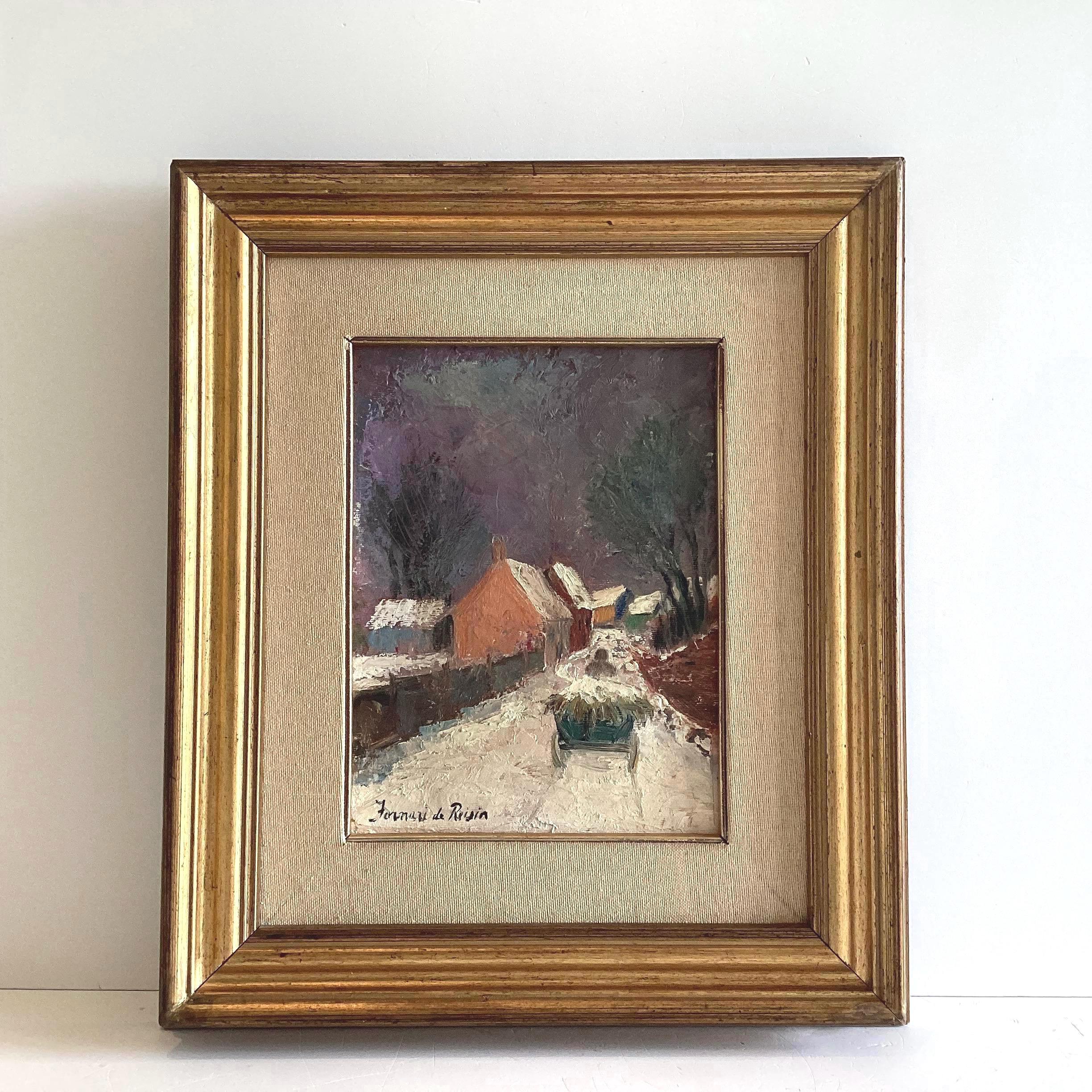 Vintage Winter Painting | Fornari Pietro 1950s Snow Landscape, Signed Oil on Canvas — photo 2 of 7