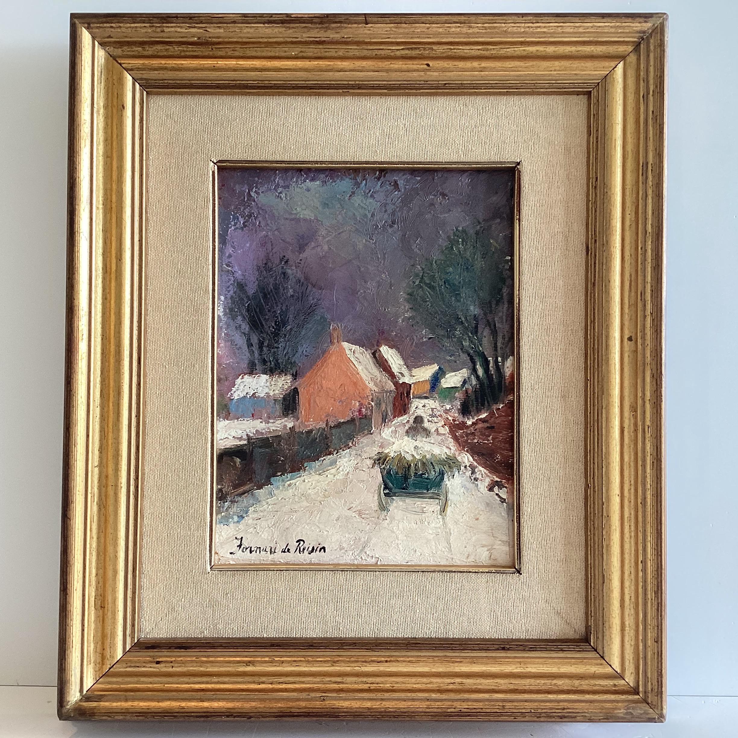 Vintage Winter Painting | Fornari Pietro 1950s Snow Landscape, Signed Oil on Canvas — photo 3 of 7