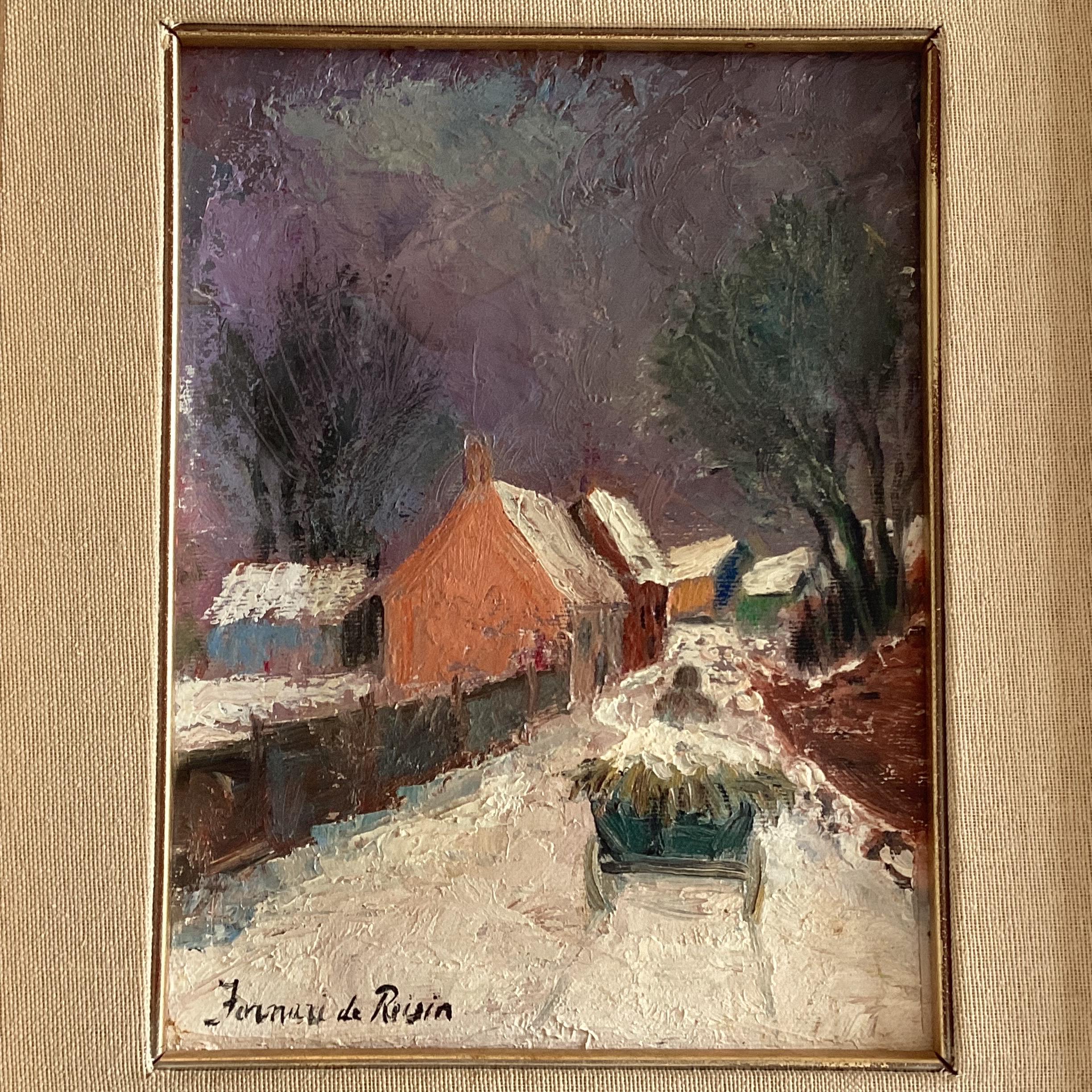 Vintage Winter Painting | Fornari Pietro 1950s Snow Landscape, Signed Oil on Canvas — photo 4 of 7