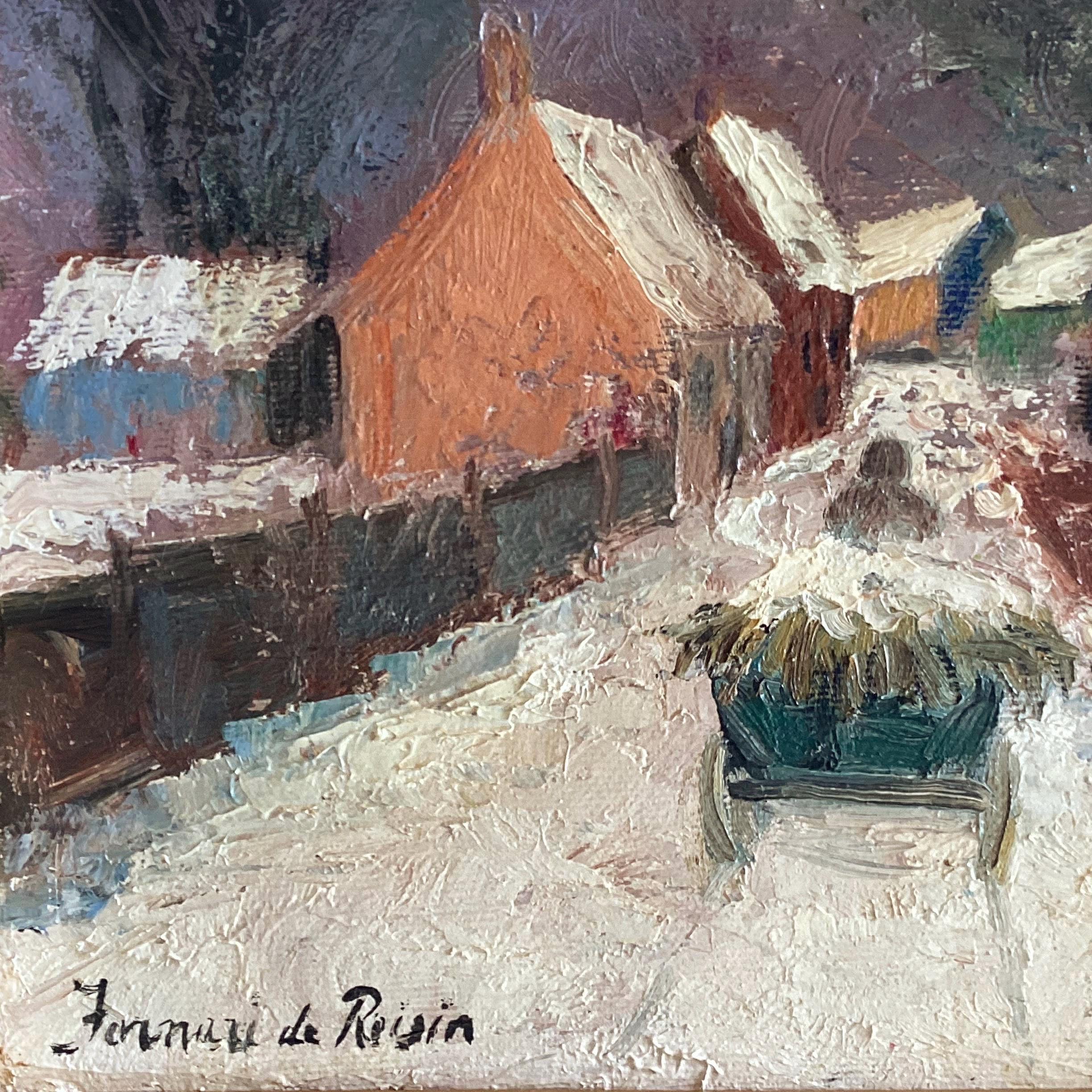 Vintage Winter Painting | Fornari Pietro 1950s Snow Landscape, Signed Oil on Canvas — photo 5 of 7