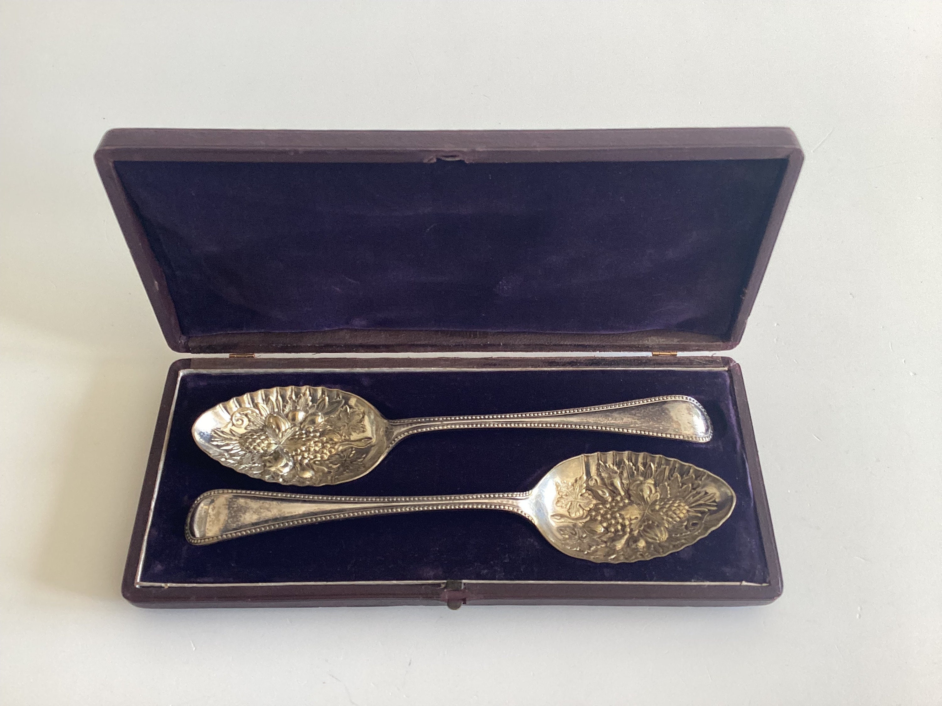 Pair Of Serving Spoons (1800s) Silver Plated, Scheffield, Made In England — photo 2 of 11