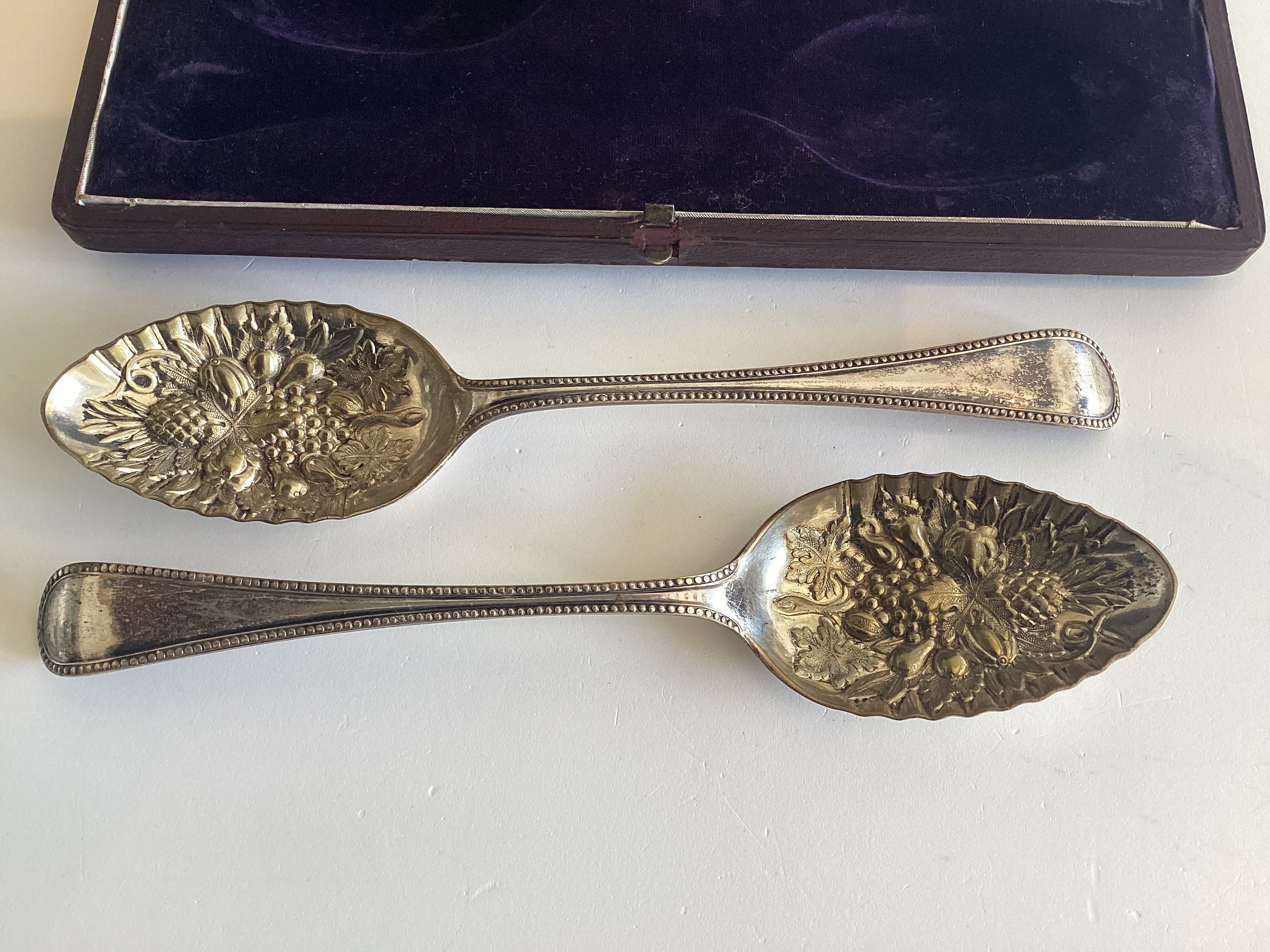 Pair Of Serving Spoons (1800s) Silver Plated, Scheffield, Made In England — photo 6 of 11