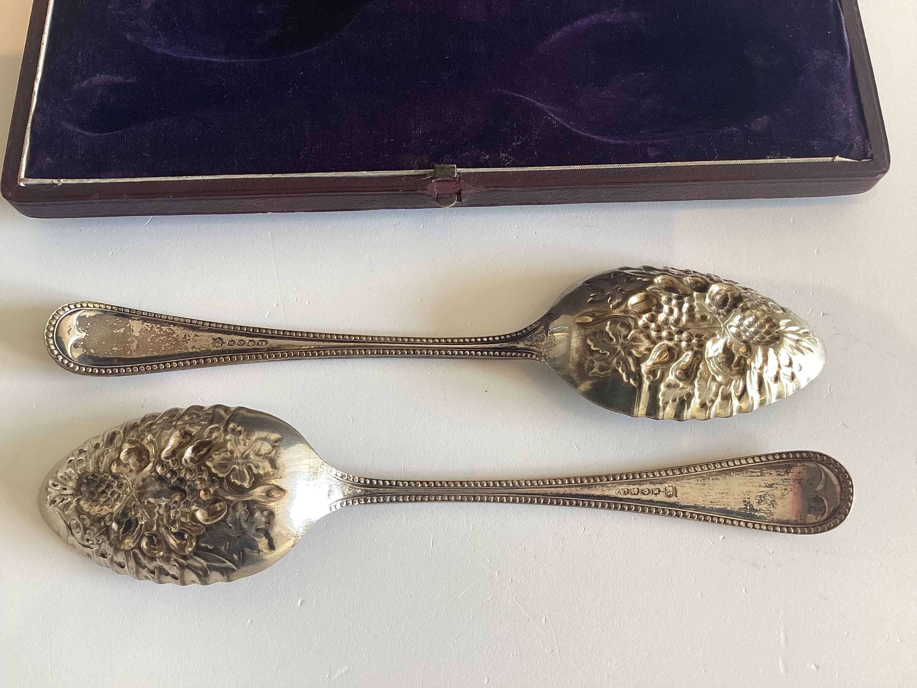 Pair Of Serving Spoons (1800s) Silver Plated, Scheffield, Made In England — photo 7 of 11