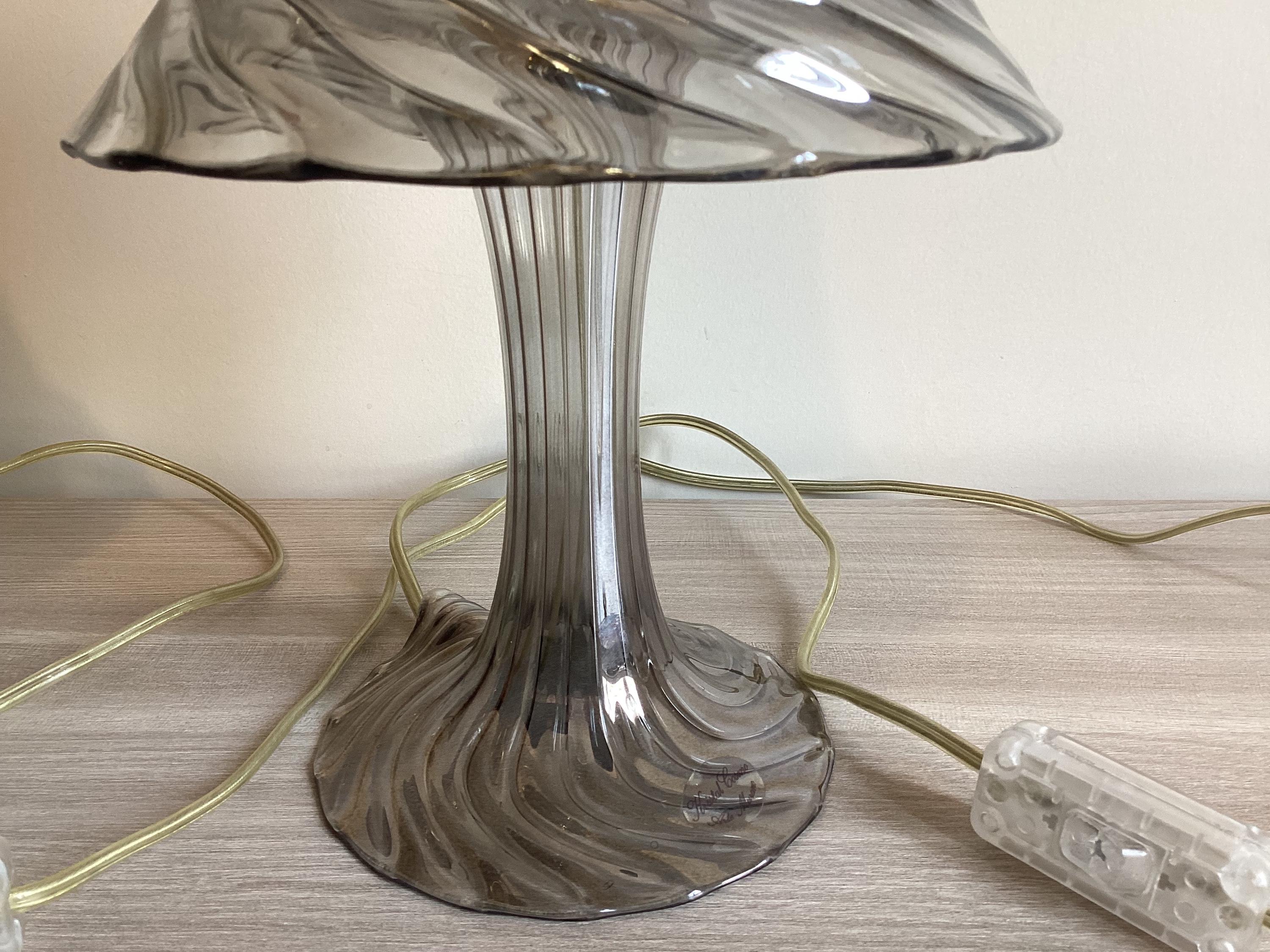 Vintage Murano Lamps | 1980s Venetian Glass Pair, Gradual Smoky Effect Italian Lighting — photo 7 of 9