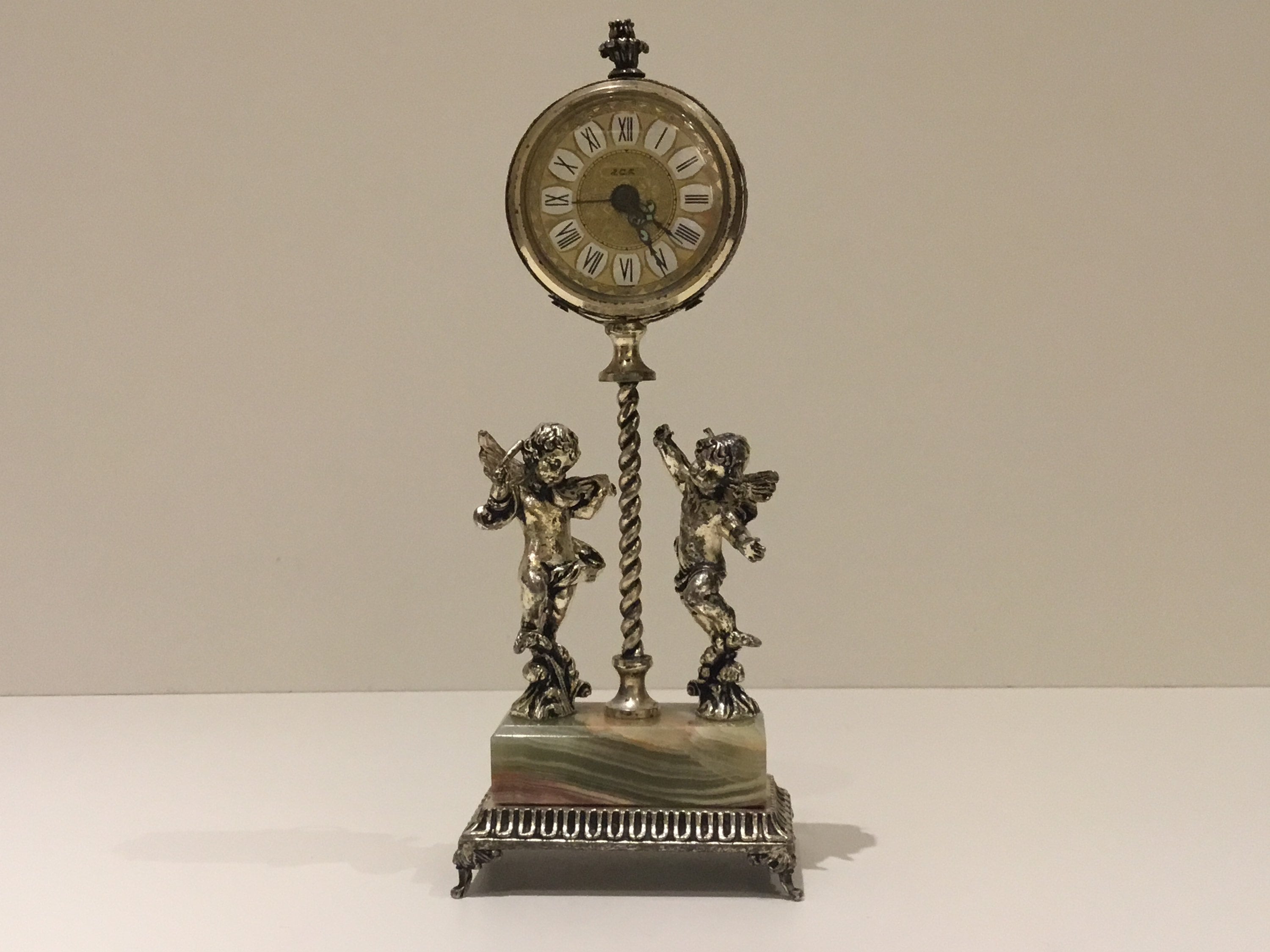 Vintage ACF Alarm Clock | 1950s West German Silver Plate, Angel Figurines — photo 3 of 11