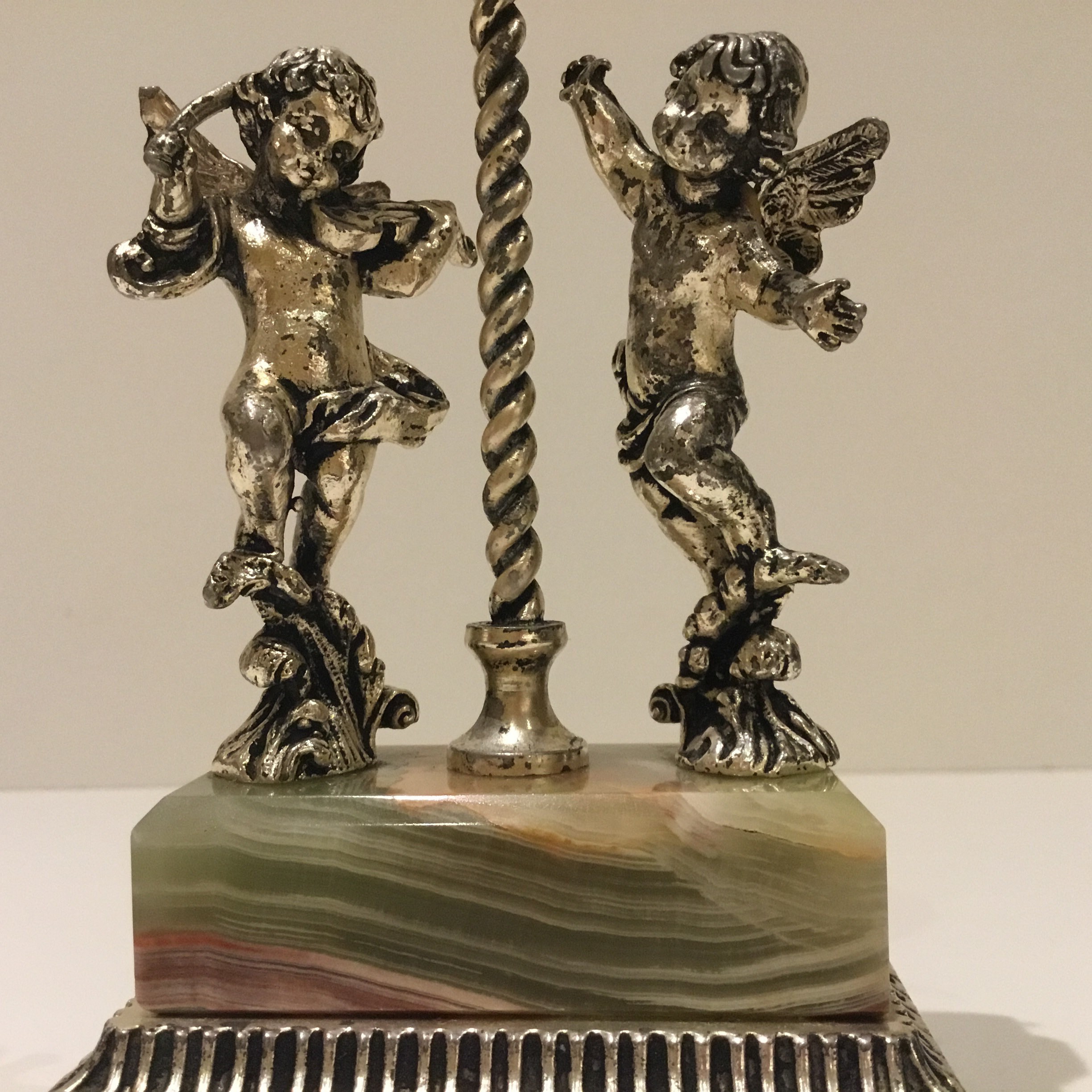 Vintage ACF Alarm Clock | 1950s West German Silver Plate, Angel Figurines — photo 8 of 11