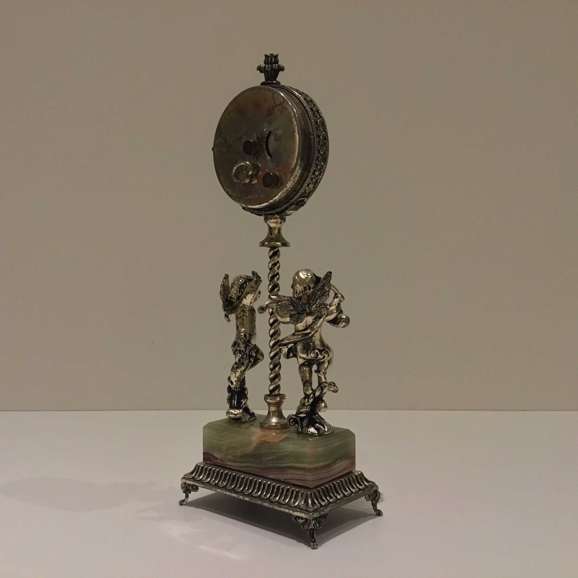 Vintage ACF Alarm Clock | 1950s West German Silver Plate, Angel Figurines — photo 10 of 11