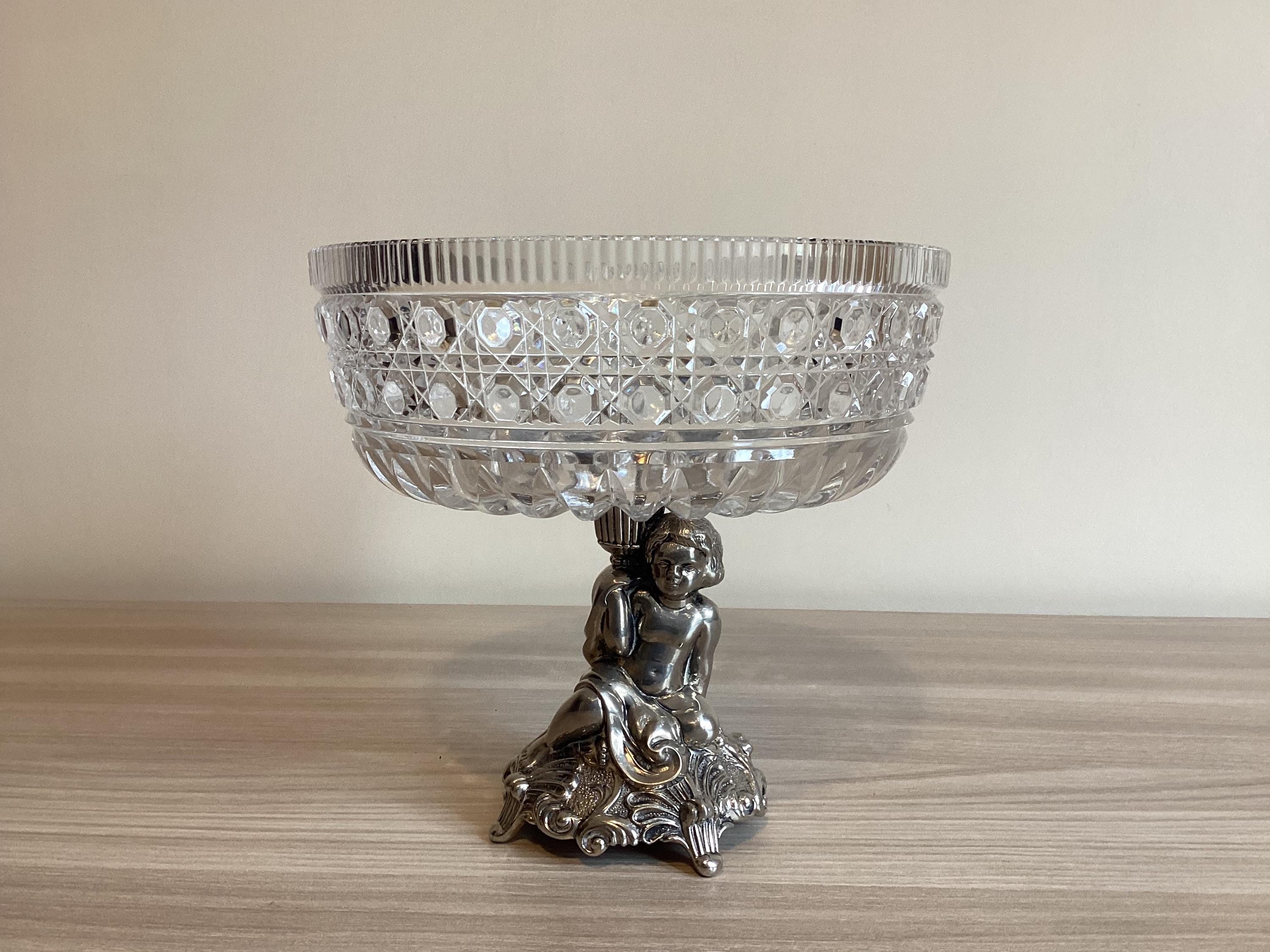 Vintage Crystal Centerpiece with Sculpture (1950s) Home Decor Made in Italy — photo 2 of 9
