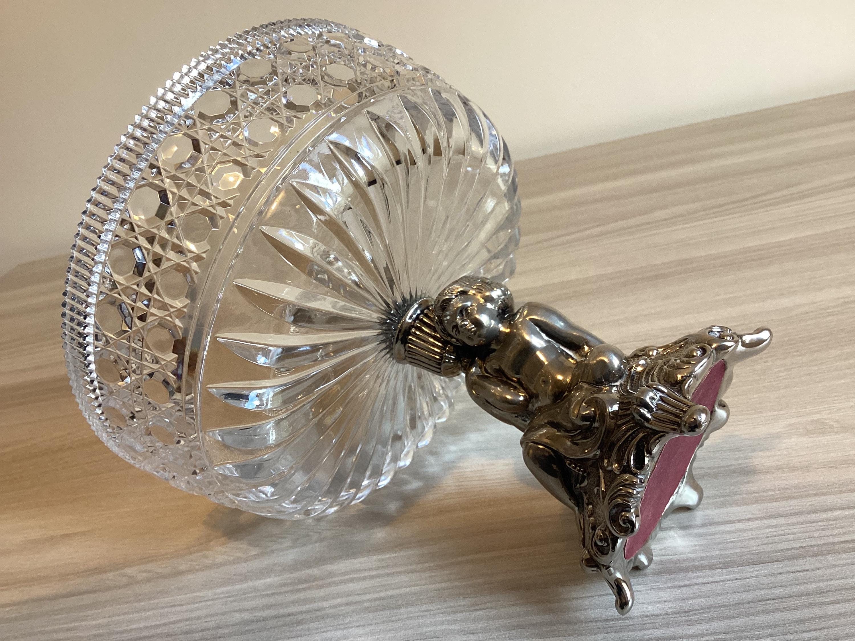 Vintage Crystal Centerpiece with Sculpture (1950s) Home Decor Made in Italy — photo 3 of 9