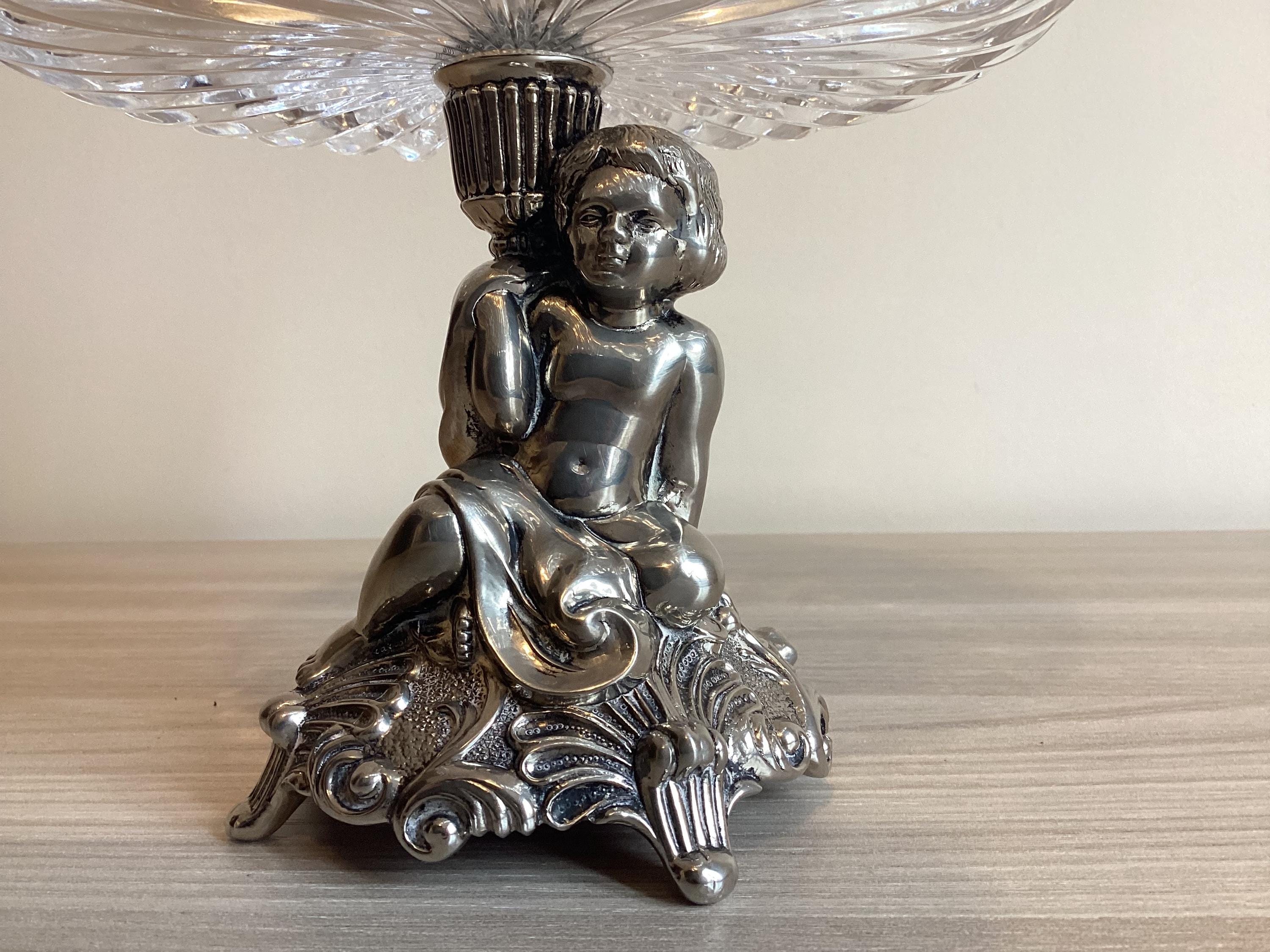 Vintage Crystal Centerpiece with Sculpture (1950s) Home Decor Made in Italy — photo 4 of 9