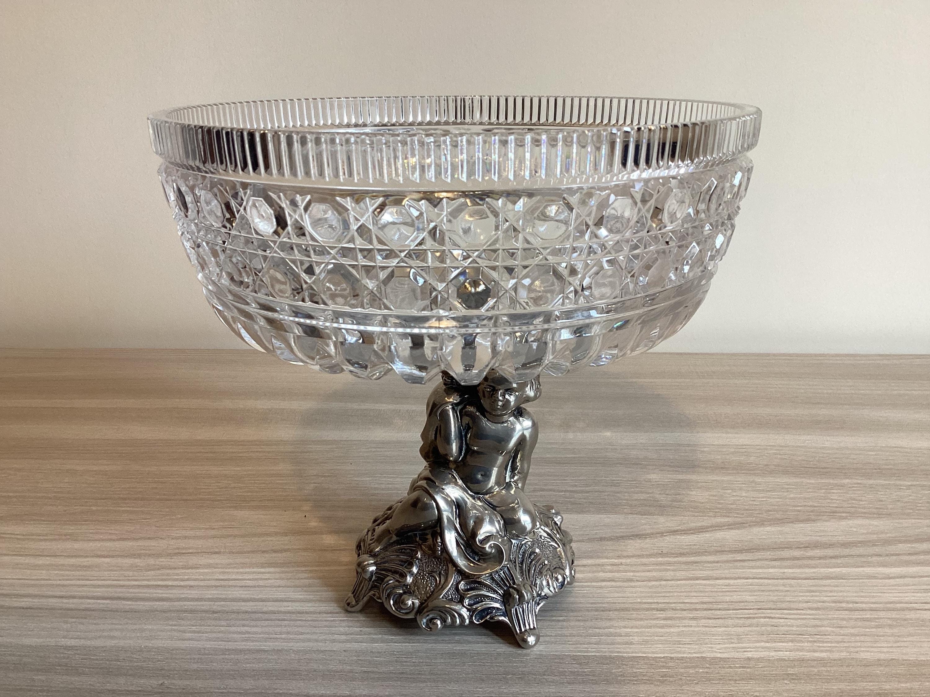 Vintage Crystal Centerpiece with Sculpture (1950s) Home Decor Made in Italy — photo 6 of 9