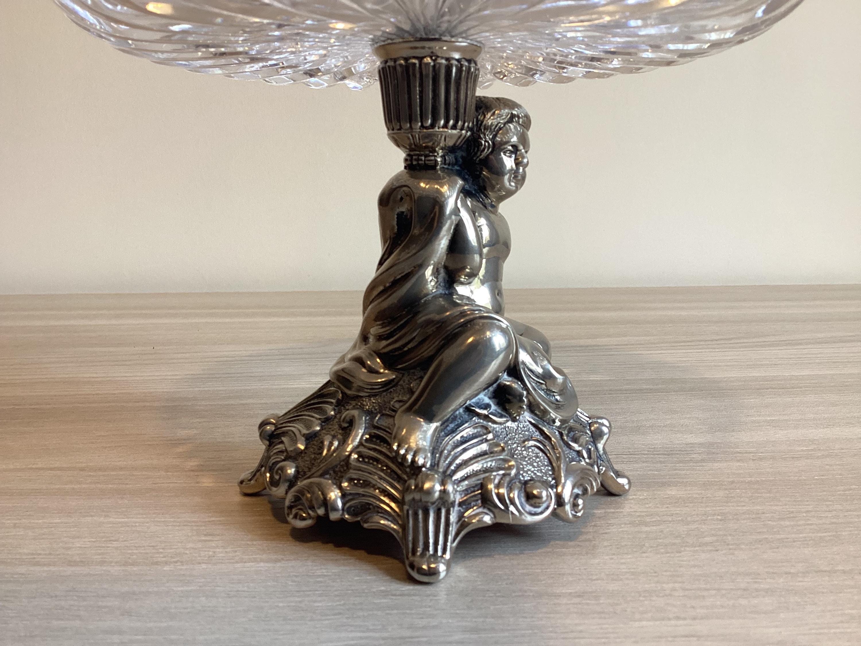 Vintage Crystal Centerpiece with Sculpture (1950s) Home Decor Made in Italy — photo 7 of 9
