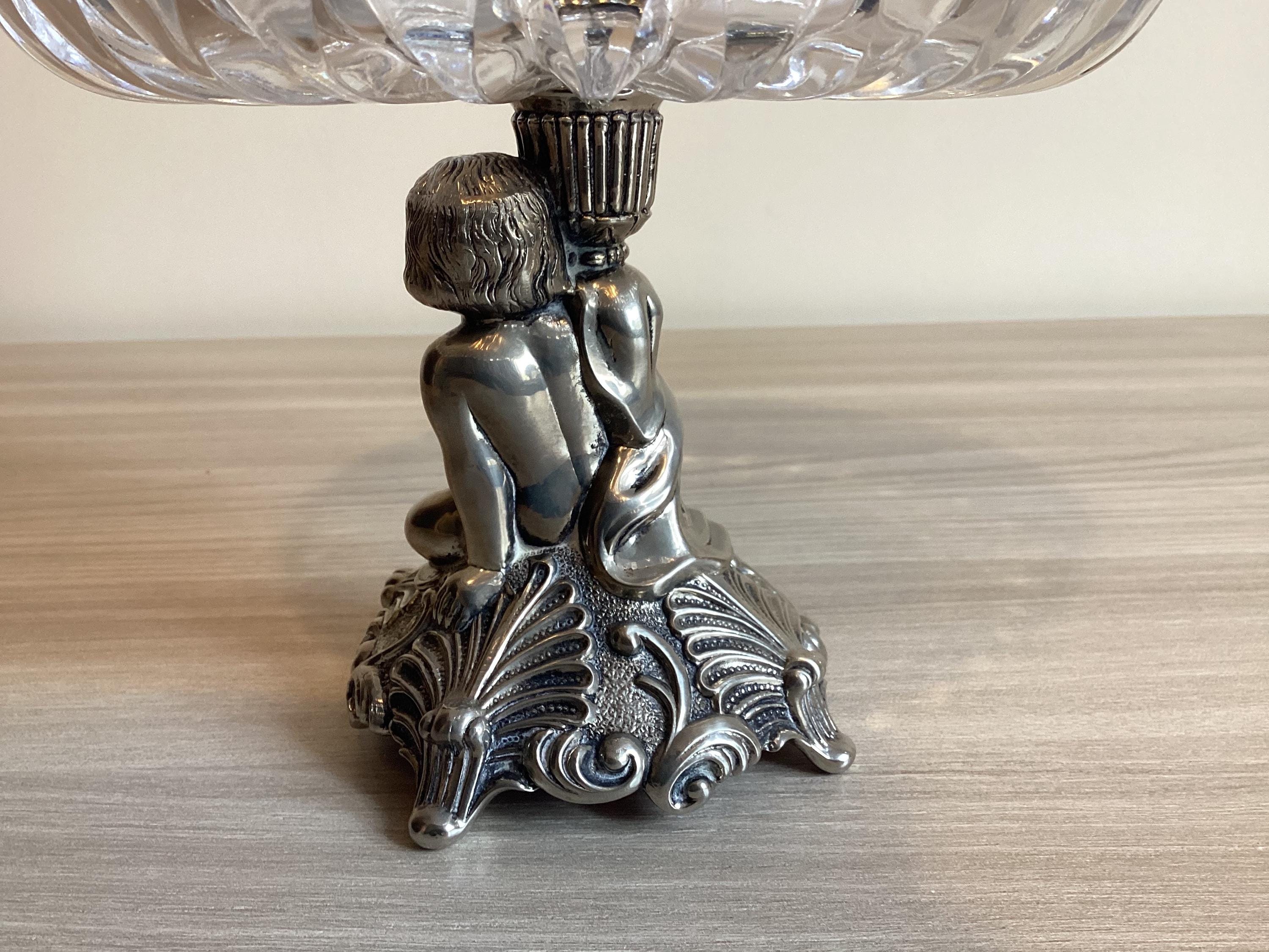 Vintage Crystal Centerpiece with Sculpture (1950s) Home Decor Made in Italy — photo 8 of 9