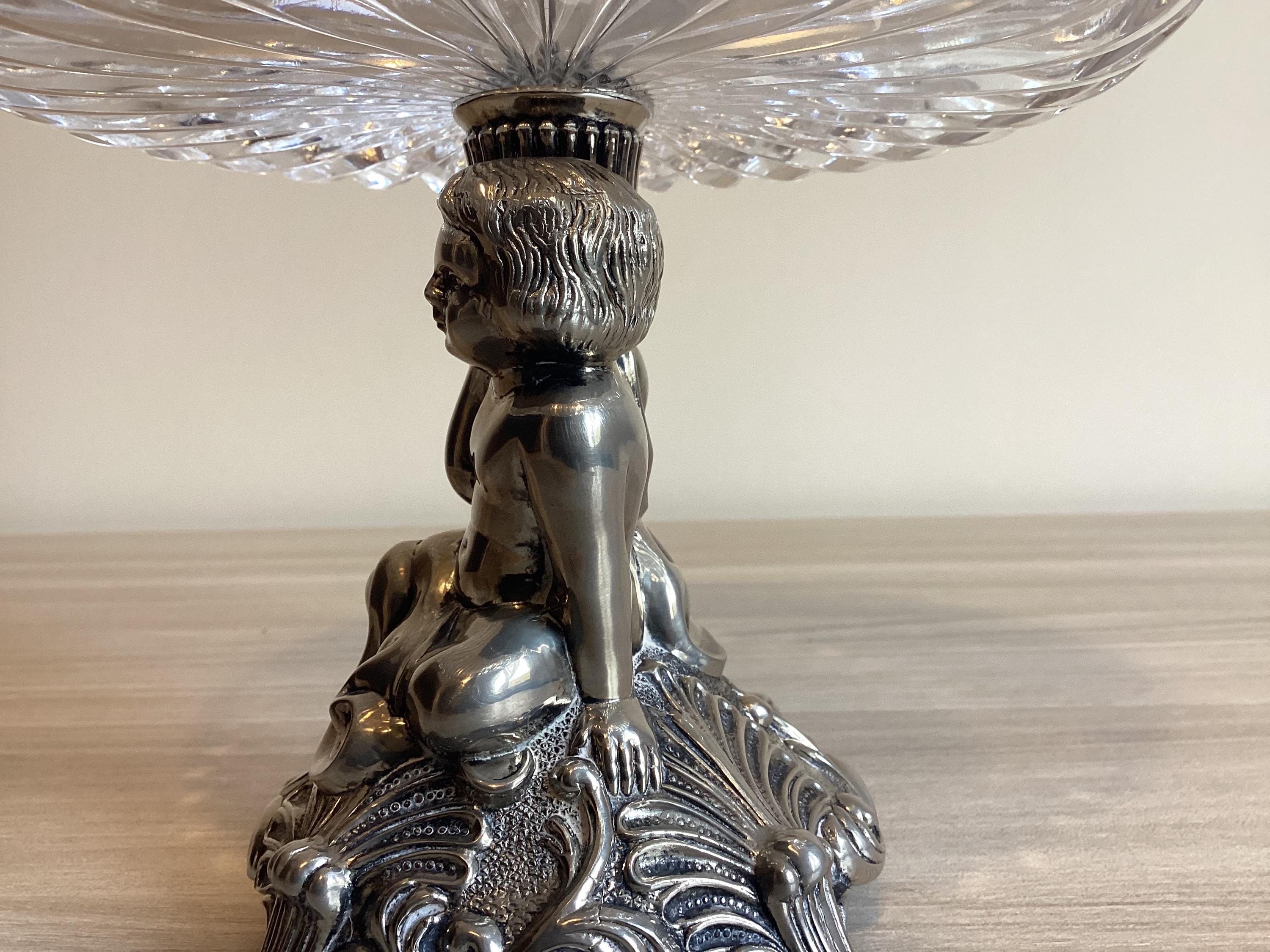 Vintage Crystal Centerpiece with Sculpture (1950s) Home Decor Made in Italy — photo 9 of 9