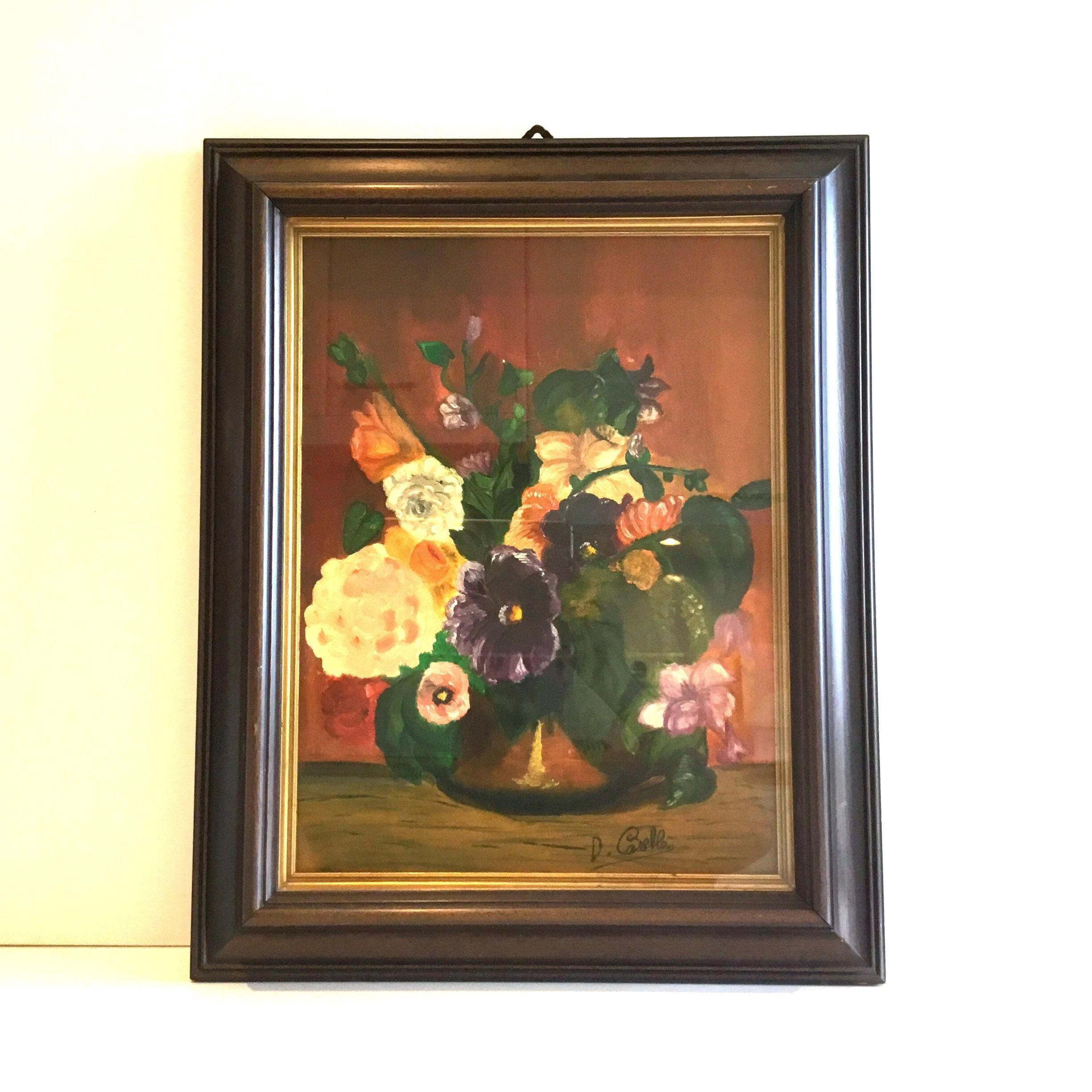 Oil Painting | Diego Casella-Pc-1954 Floral Still Life, Guarantee Certificate 1970s — photo 2 of 8