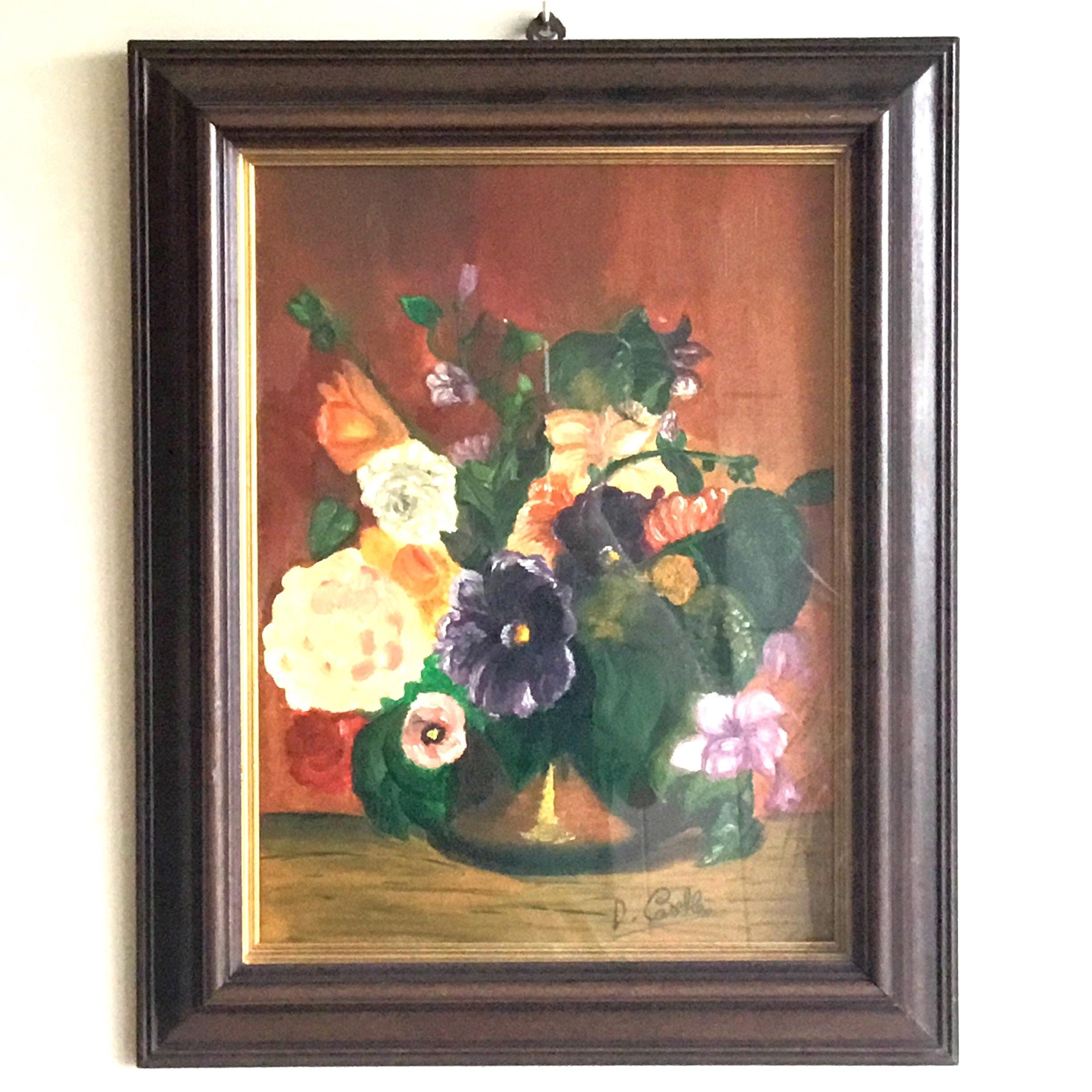 Oil Painting | Diego Casella-Pc-1954 Floral Still Life, Guarantee Certificate 1970s — photo 3 of 8