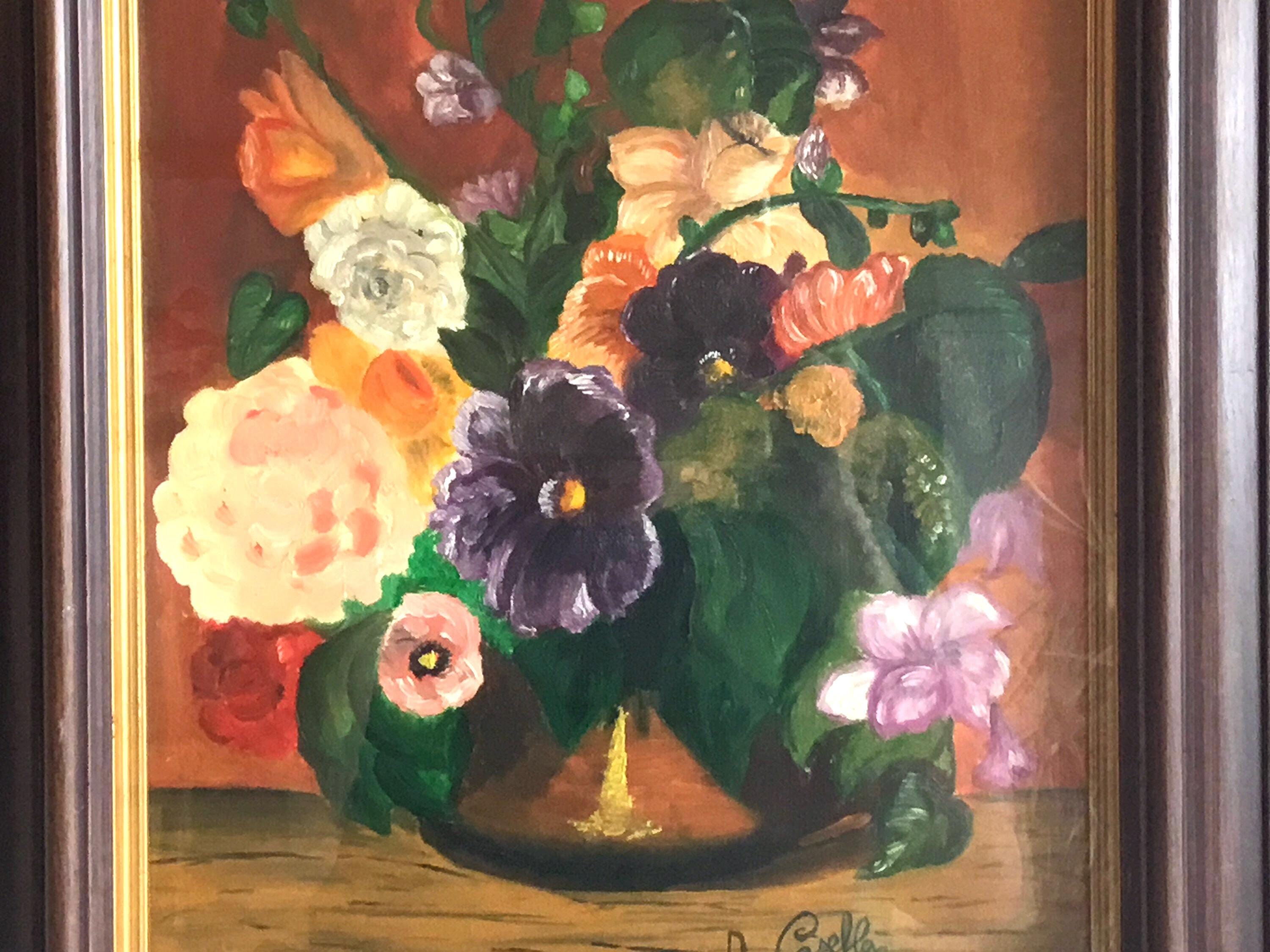 Oil Painting | Diego Casella-Pc-1954 Floral Still Life, Guarantee Certificate 1970s — photo 5 of 8