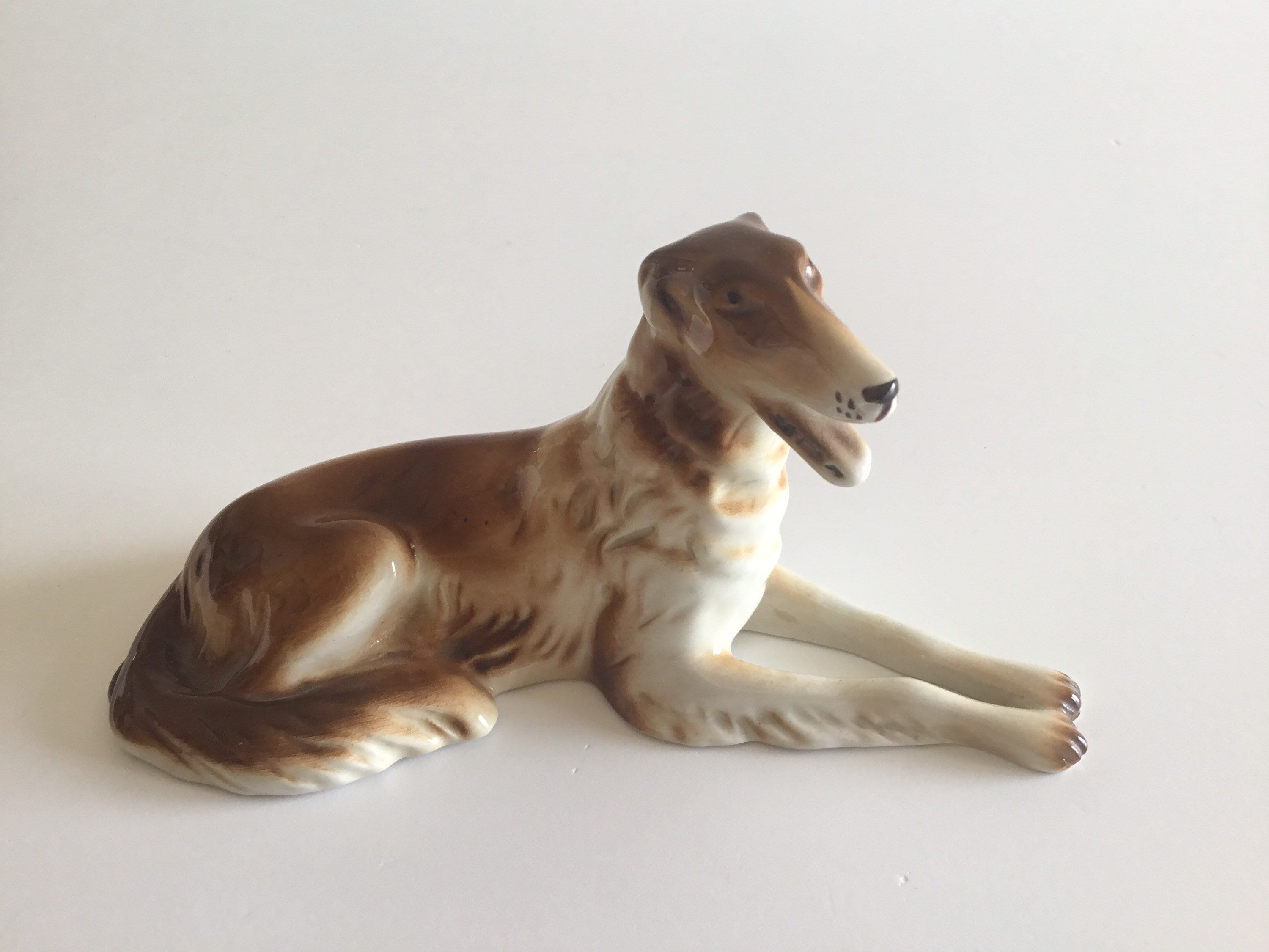 Vintage Porcelain Dog | Royal Dux Bohemia 1970s Borzoi Figurine 3281, Hand Painted — photo 2 of 11