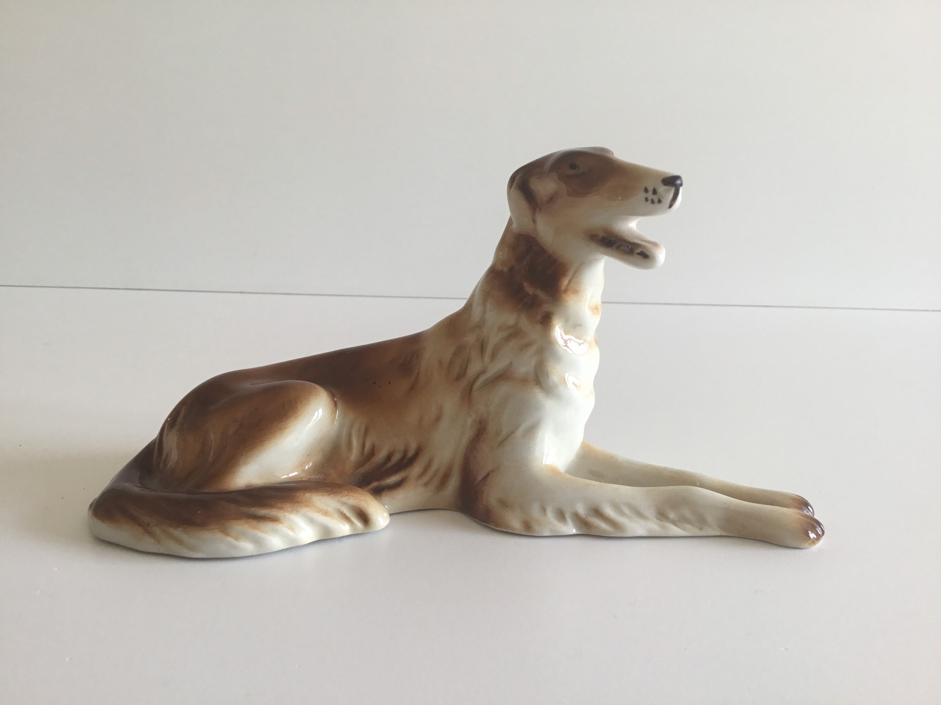 Vintage Porcelain Dog | Royal Dux Bohemia 1970s Borzoi Figurine 3281, Hand Painted — photo 3 of 11