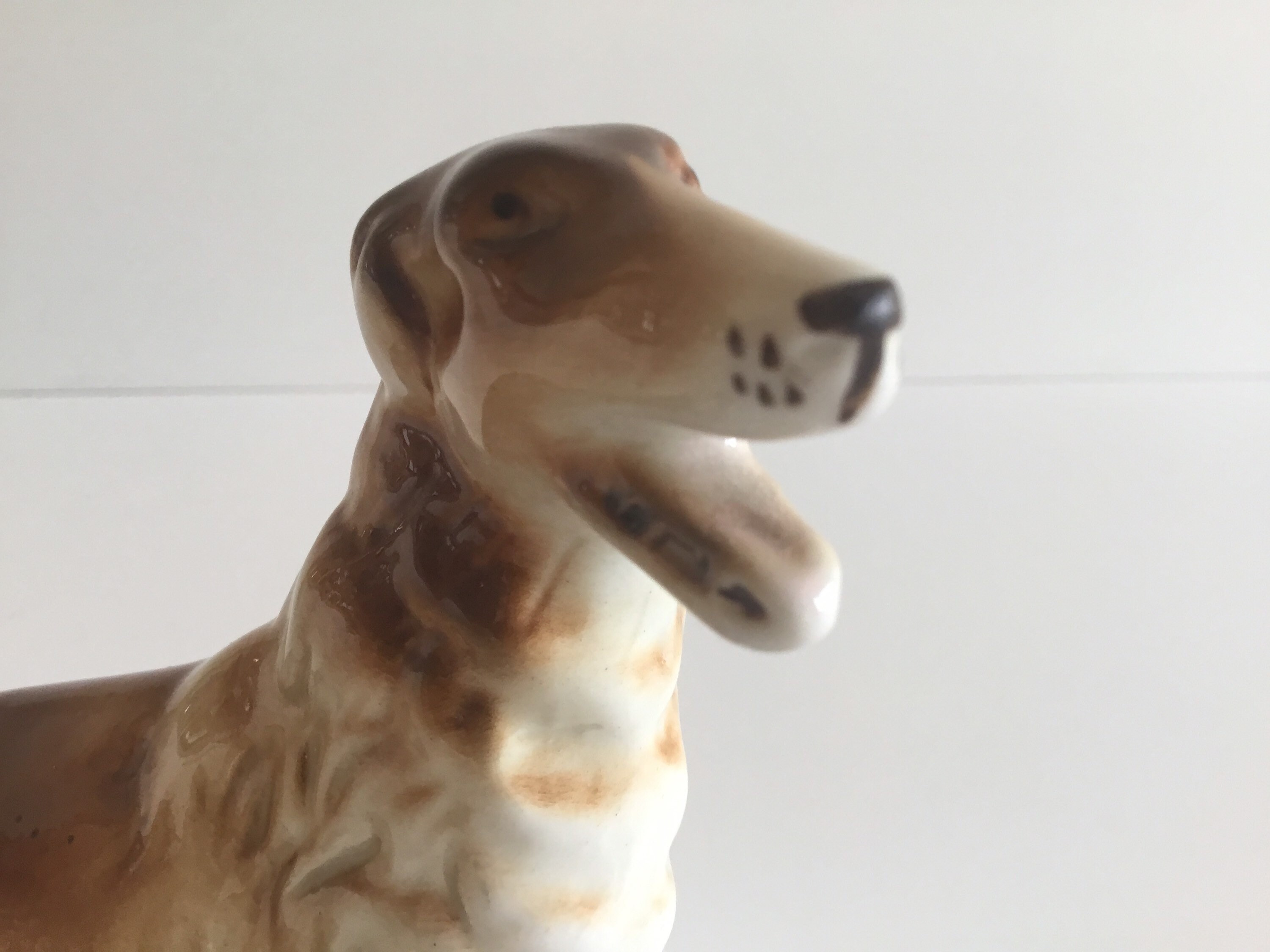 Vintage Porcelain Dog | Royal Dux Bohemia 1970s Borzoi Figurine 3281, Hand Painted — photo 4 of 11