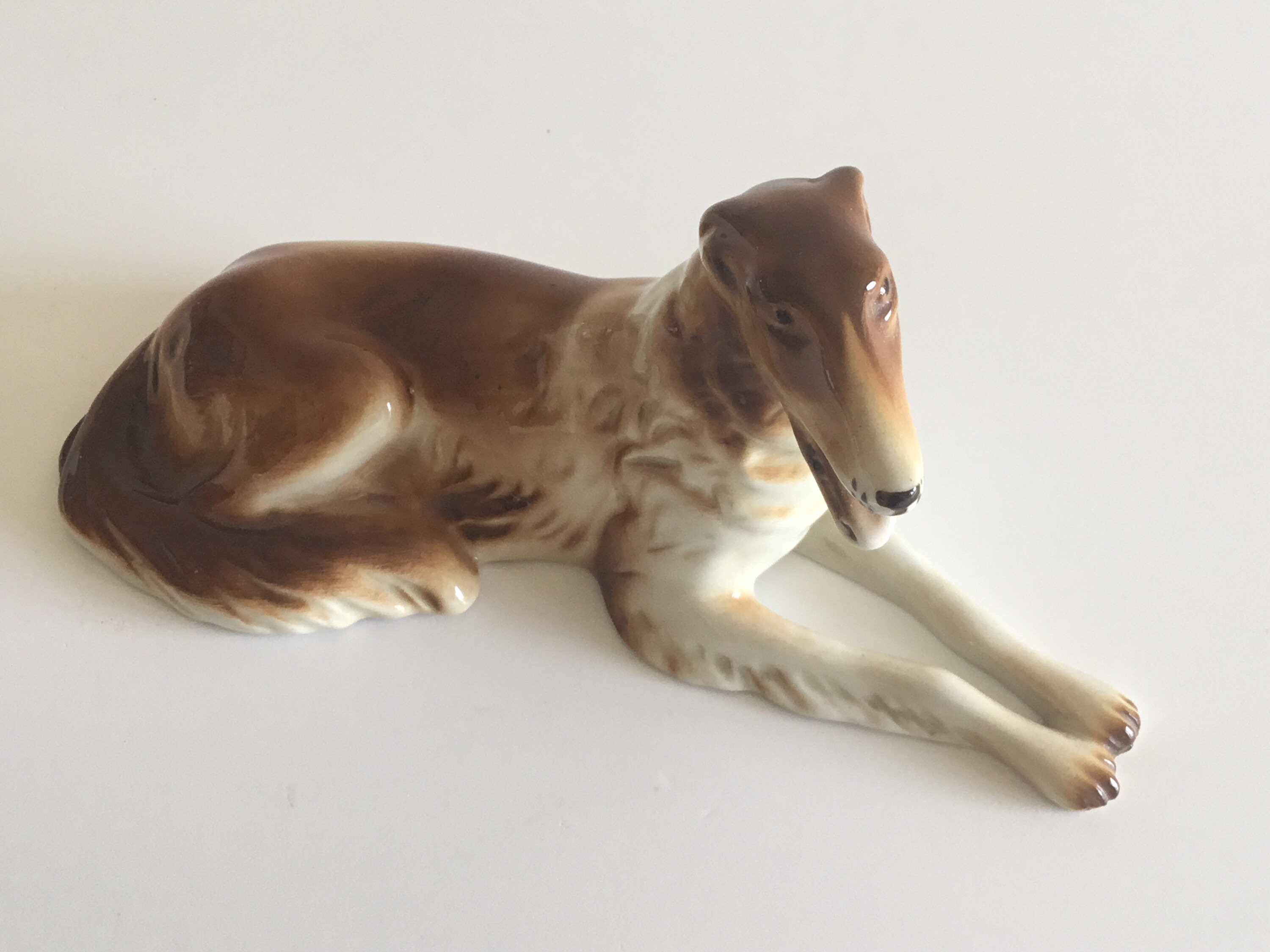 Vintage Porcelain Dog | Royal Dux Bohemia 1970s Borzoi Figurine 3281, Hand Painted — photo 5 of 11