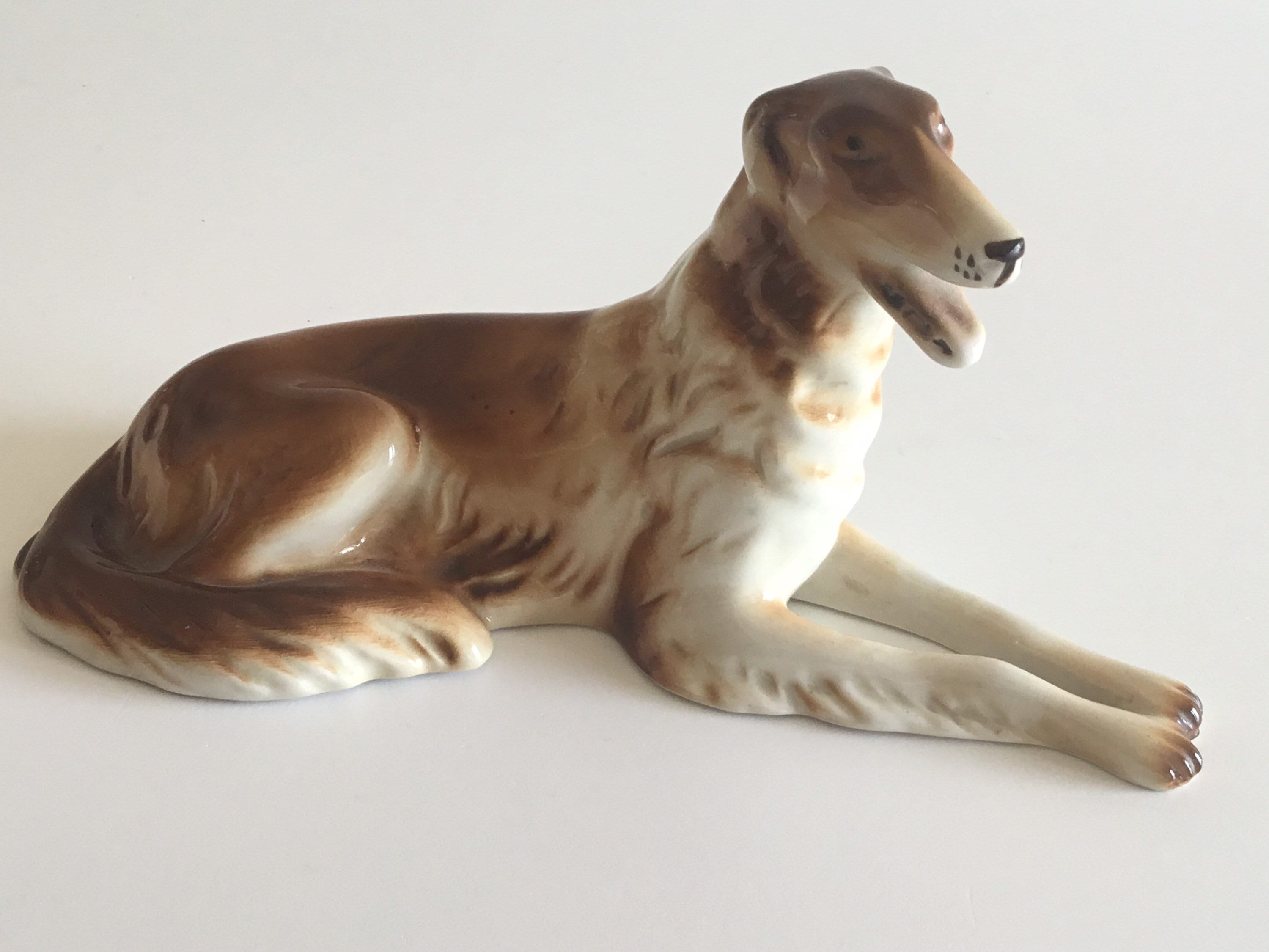 Vintage Porcelain Dog | Royal Dux Bohemia 1970s Borzoi Figurine 3281, Hand Painted — photo 6 of 11