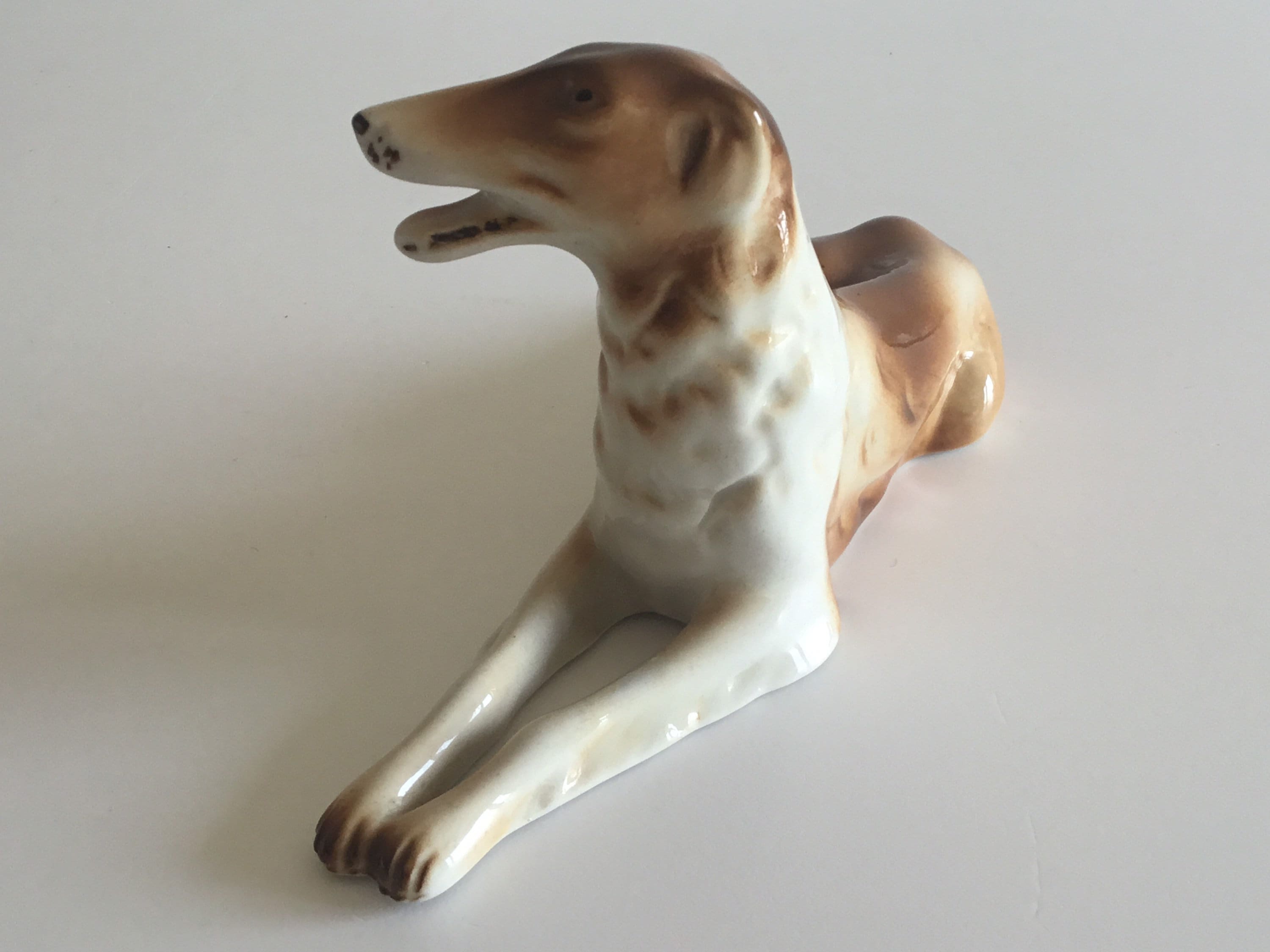 Vintage Porcelain Dog | Royal Dux Bohemia 1970s Borzoi Figurine 3281, Hand Painted — photo 8 of 11
