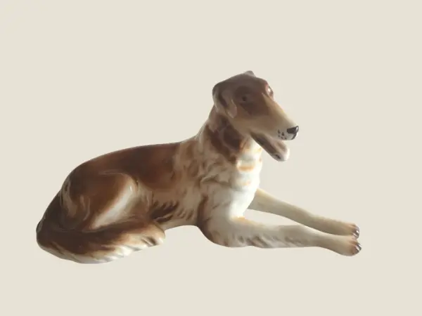 Vintage Porcelain Dog | Royal Dux Bohemia 1970s Borzoi Figurine 3281, Hand Painted