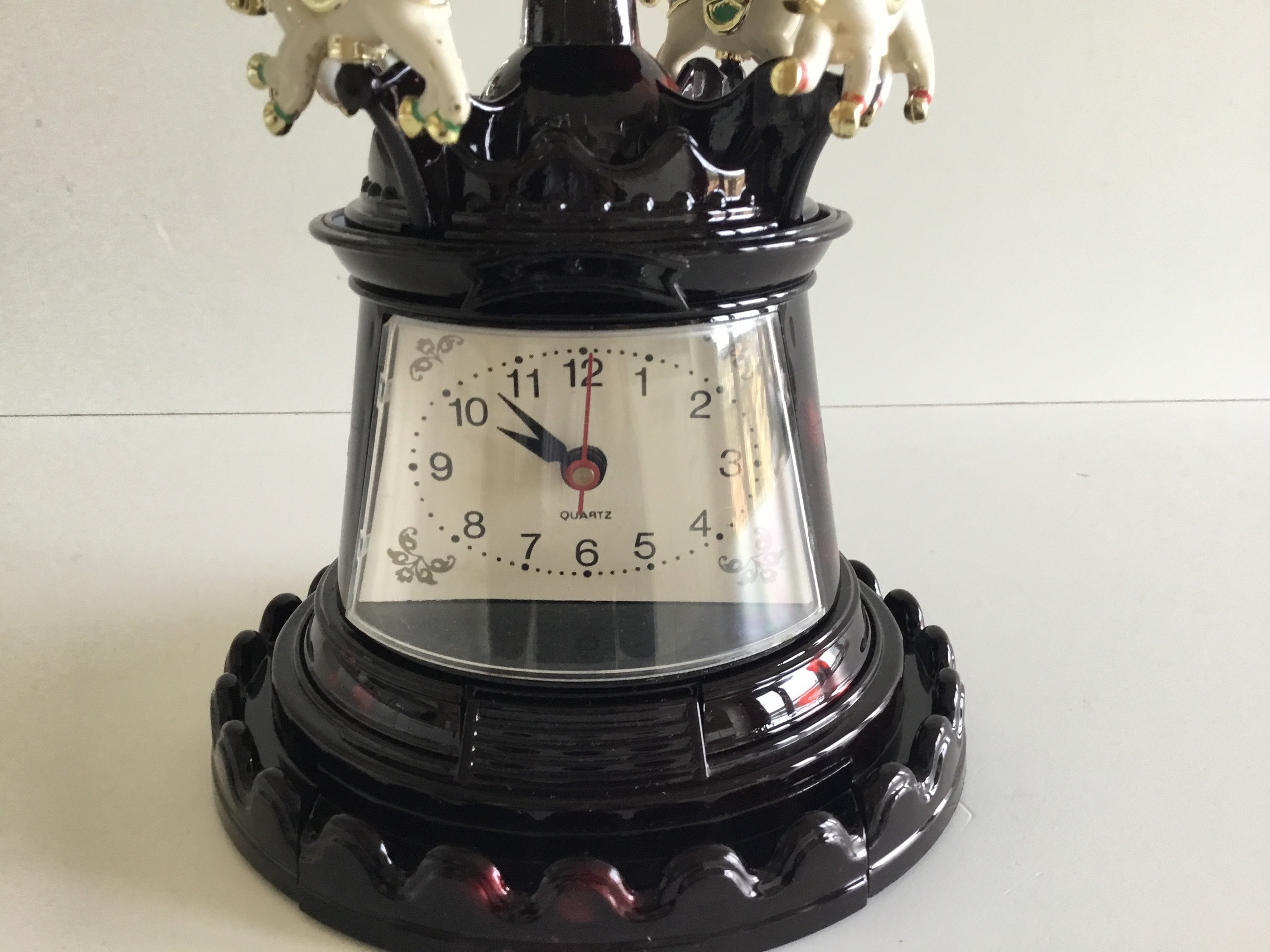 Collectible Music Box | 1970s Carousel Clock & Jewelry Cabinet, Rotating Horses — photo 6 of 8