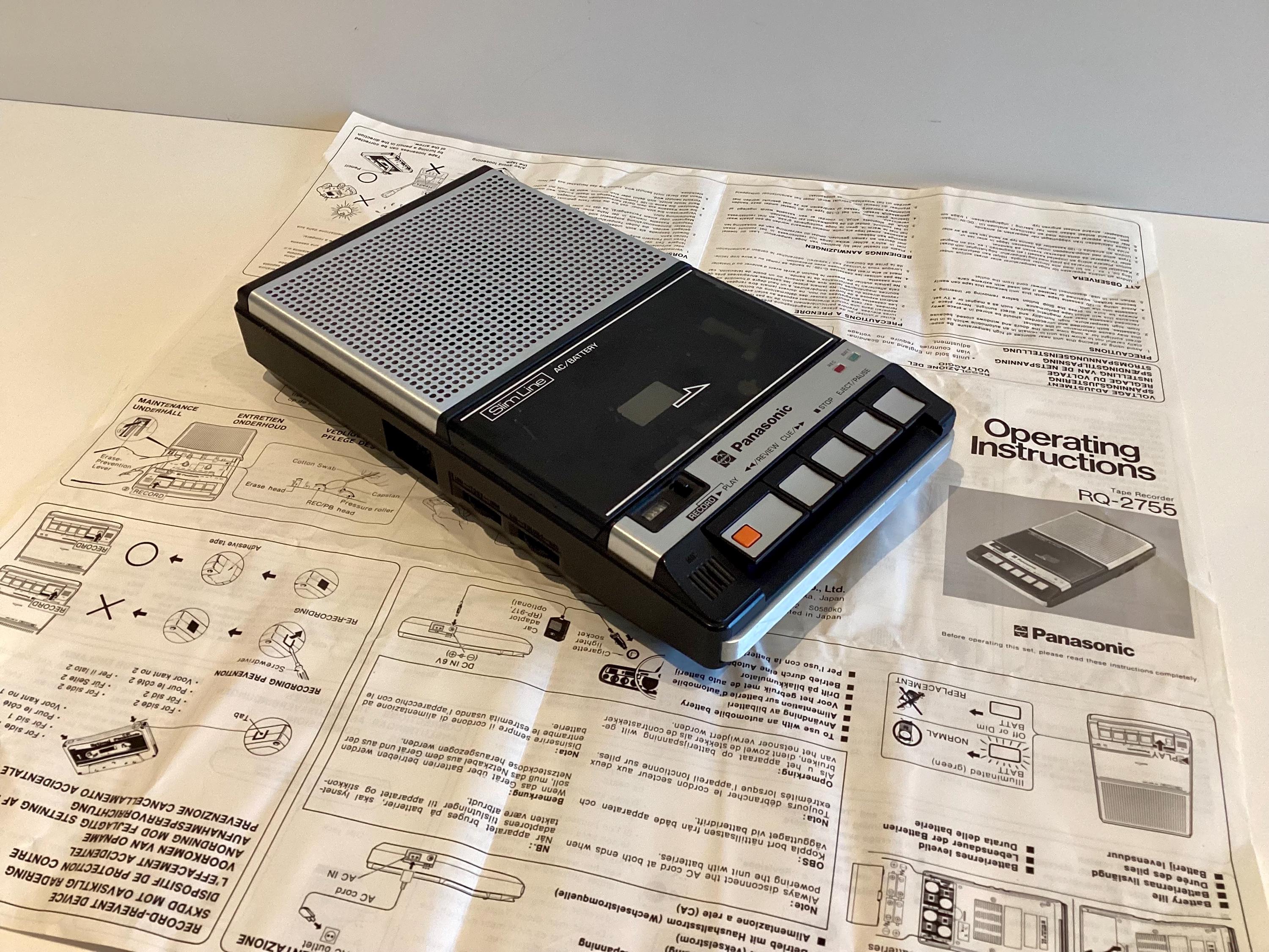 Vintage Cassette Recorder Panansonic RQ-2755 Slim Line Made in Japan Portable Tape Deck — photo 9 of 11