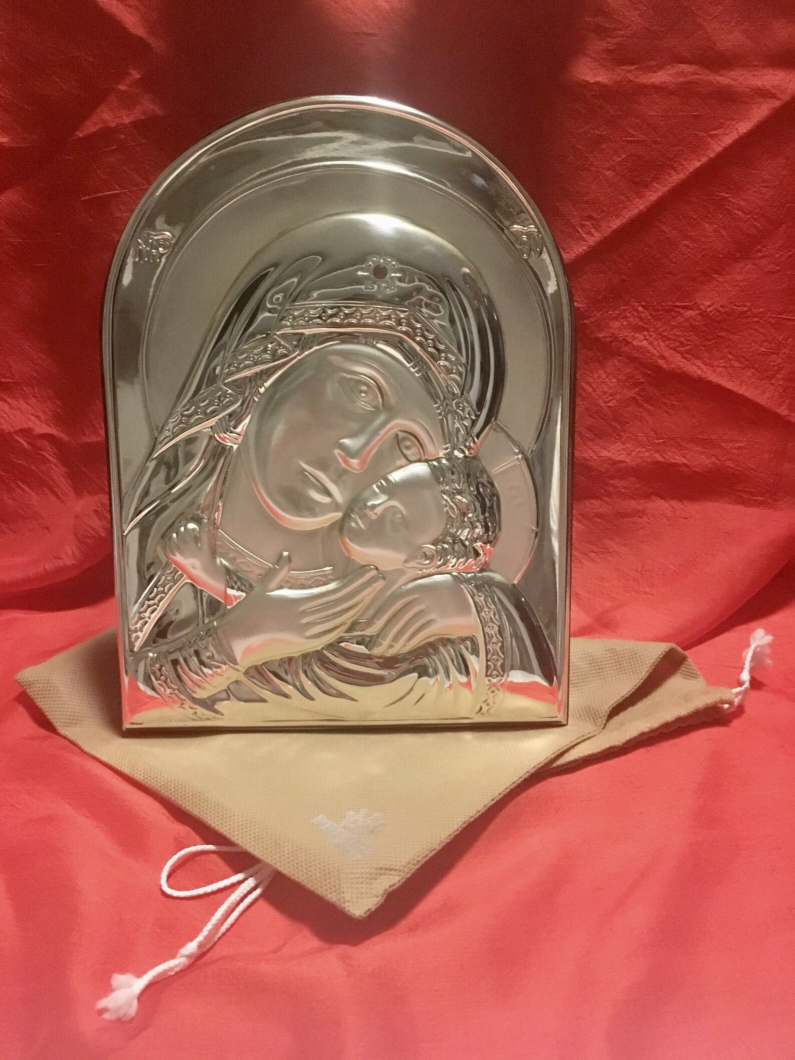 Vintage Icon | 1980s Greek Saint Mary Silver Religious Art — photo 2 of 4
