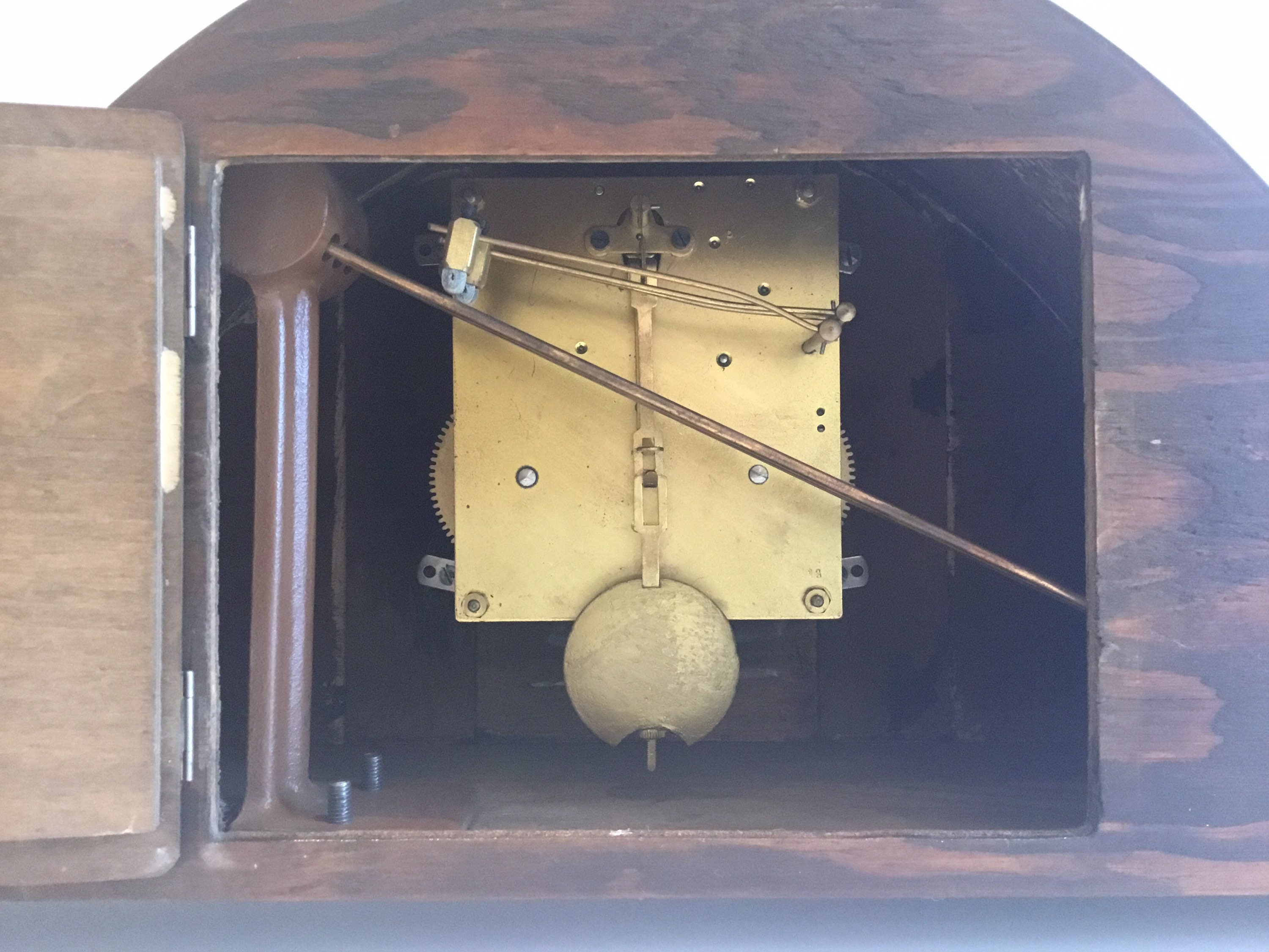 Vintage Clock | Germany 1955 Bim Bam Pendulum, Polished Wood Triple-Chime — photo 11 of 11