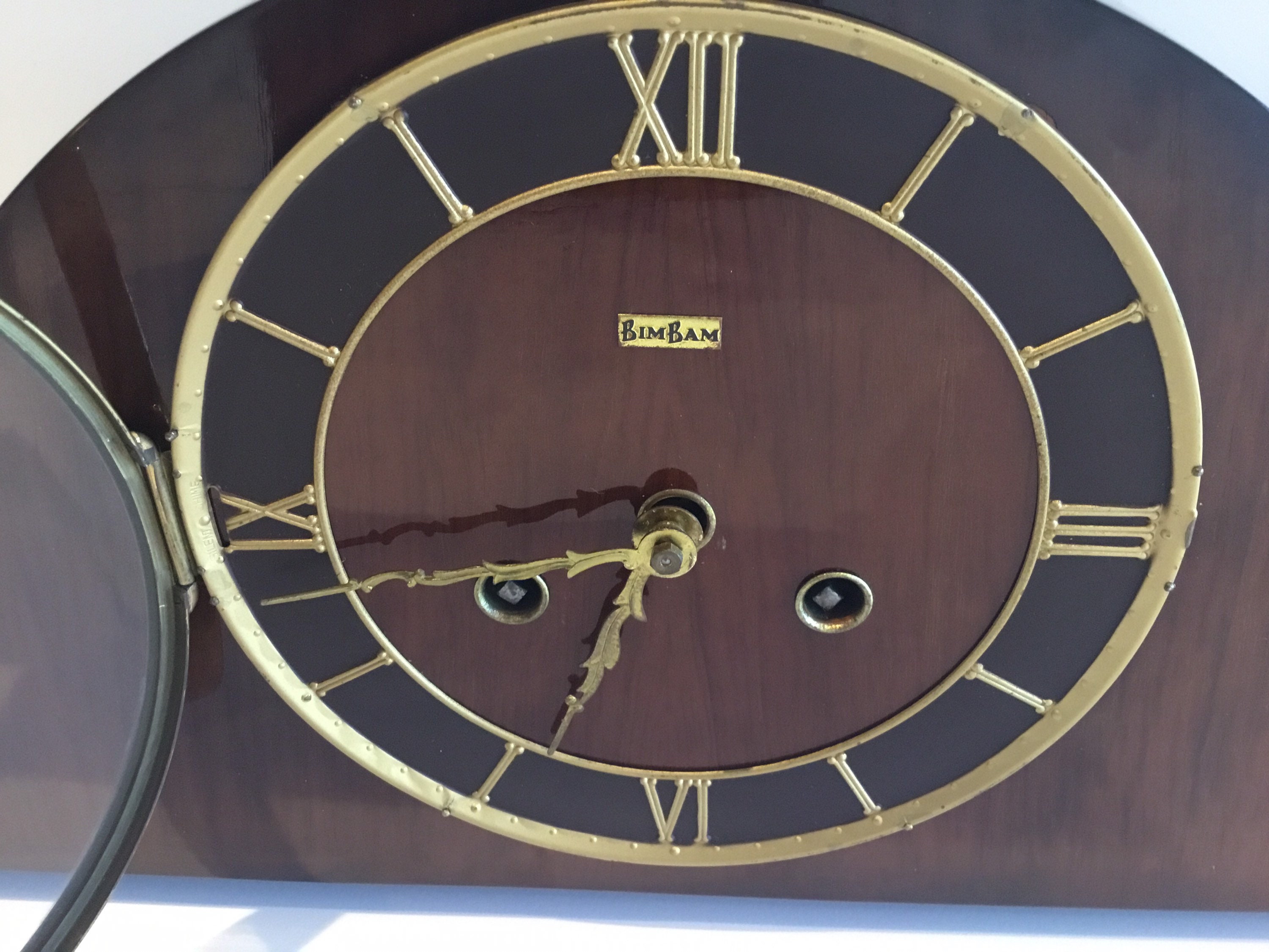 Vintage Clock | Germany 1955 Bim Bam Pendulum, Polished Wood Triple-Chime — photo 6 of 11