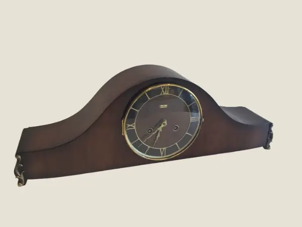 Vintage Clock | Germany 1955 Bim Bam Pendulum, Polished Wood Triple-Chime