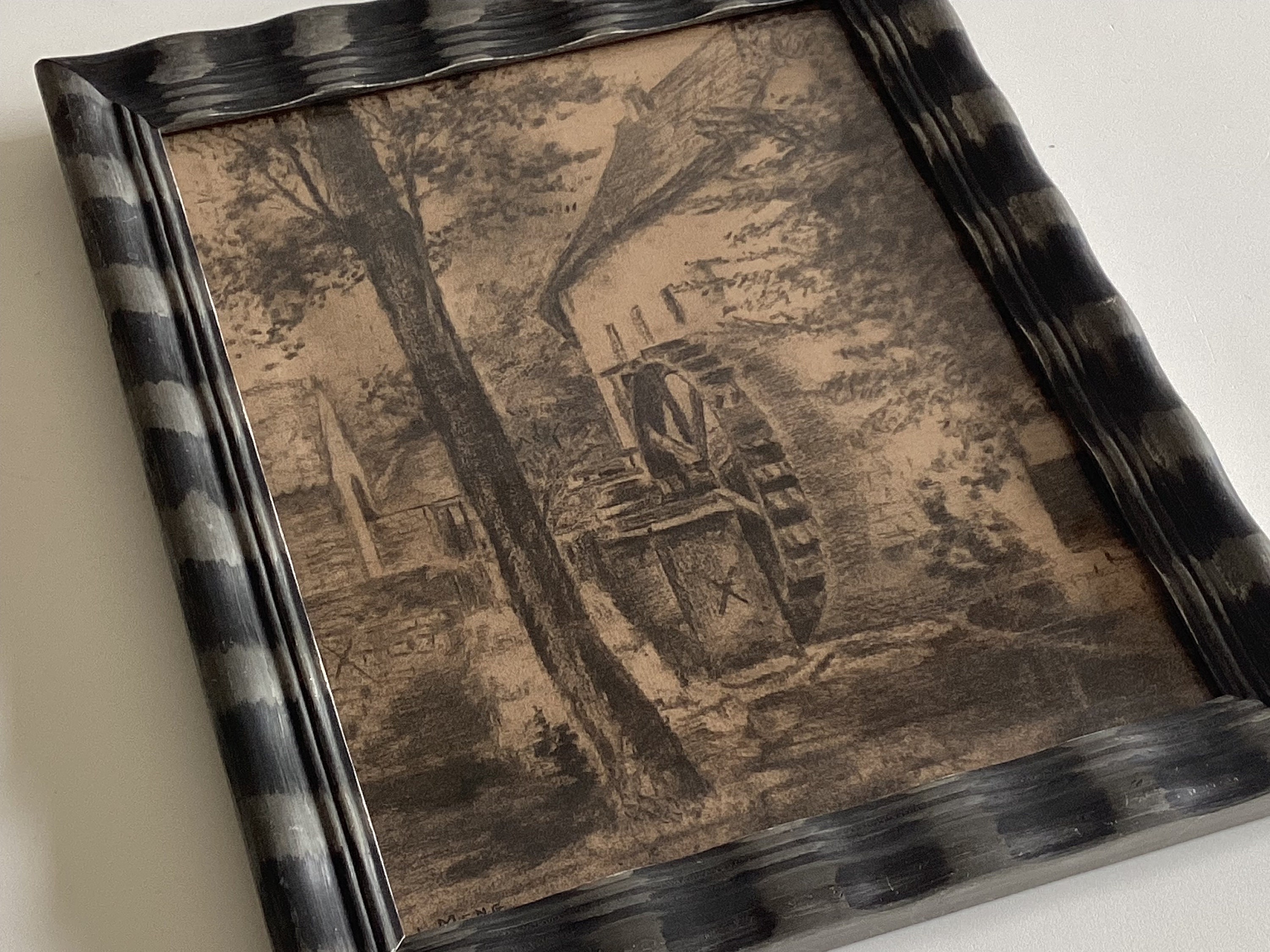 Vintage Drawing | 1934 Pencil Charcoal Art by L. Meng, Original Framed Dutch Painting — photo 6 of 7