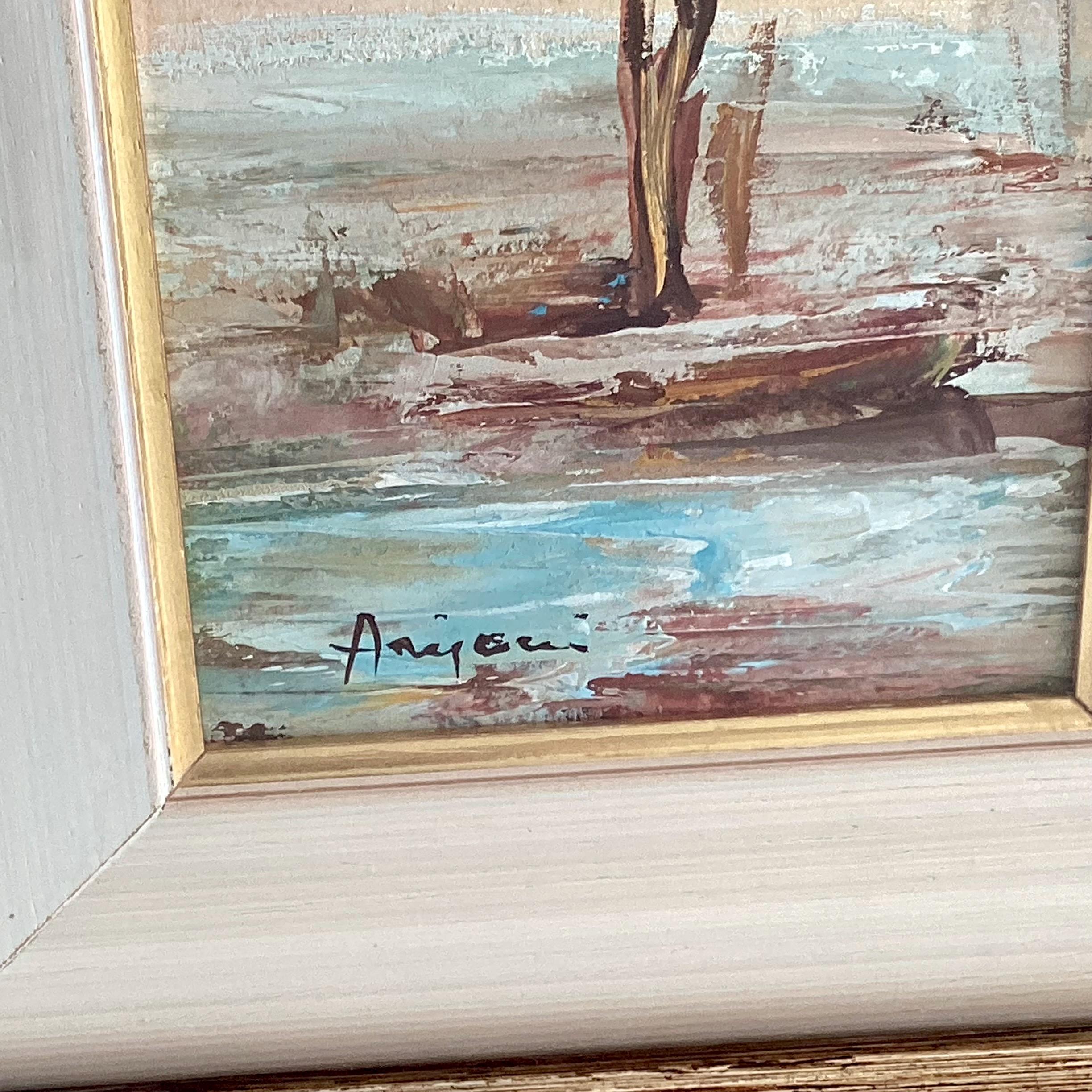 Painting Landscape Annigoni Tempera Miniature Italian Signed 1979 Framed Original Artwork — photo 11 of 11