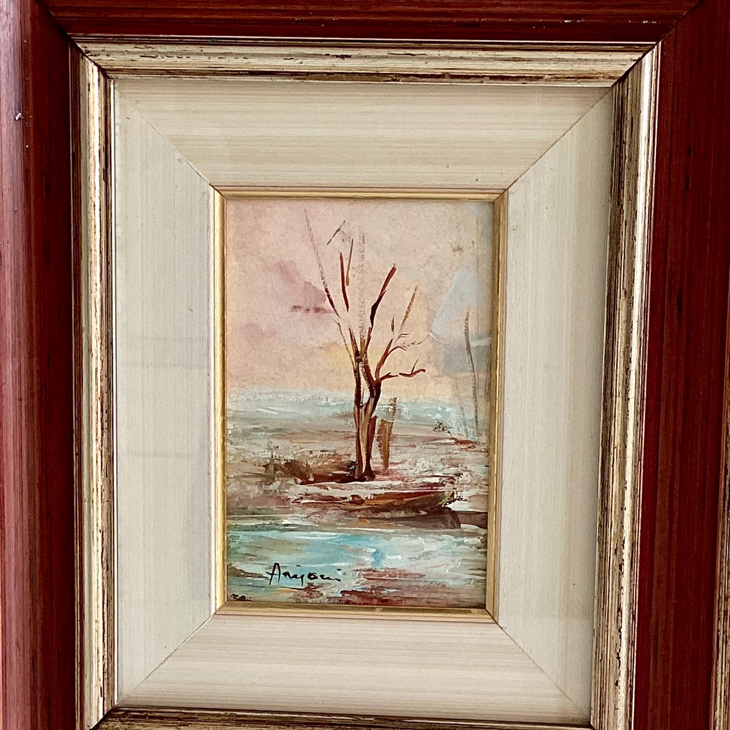 Painting Landscape Annigoni Tempera Miniature Italian Signed 1979 Framed Original Artwork — photo 4 of 11